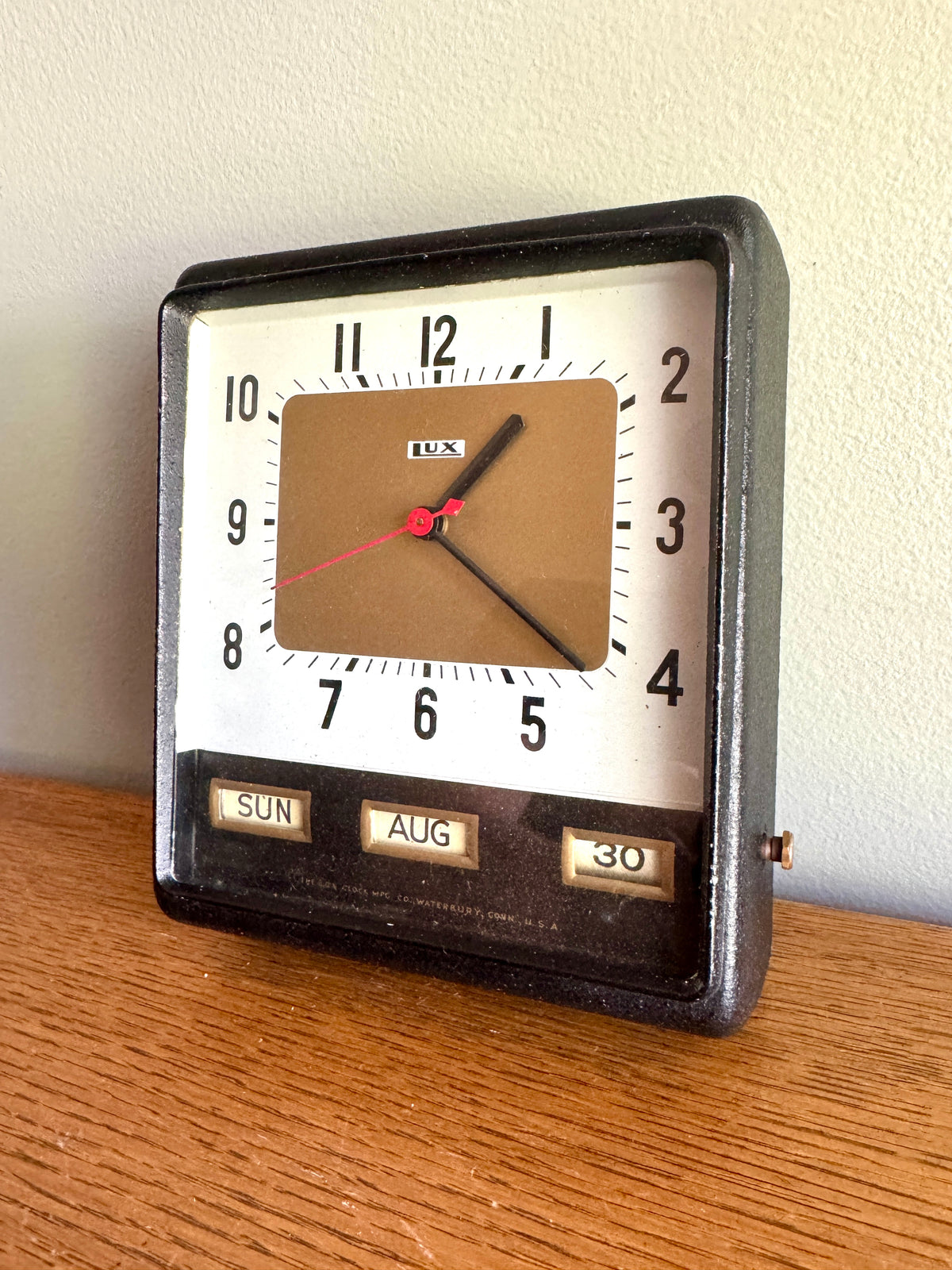 Mid Century Lux 5120 Series Calendar Wall Clock ~ MCM Square Electric Wall Clock