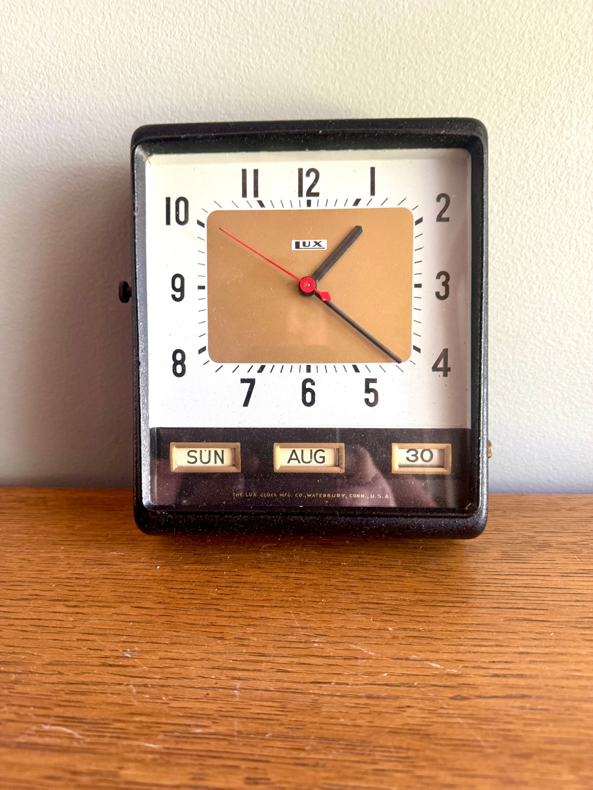 Mid Century Lux 5120 Series Calendar Wall Clock ~ MCM Square Electric Wall Clock