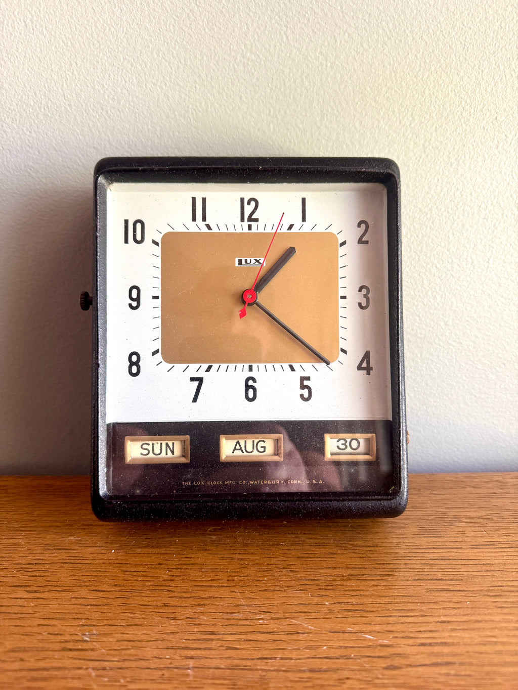 Mid Century Lux 5120 Series Calendar Wall Clock ~ MCM Square Electric Wall Clock