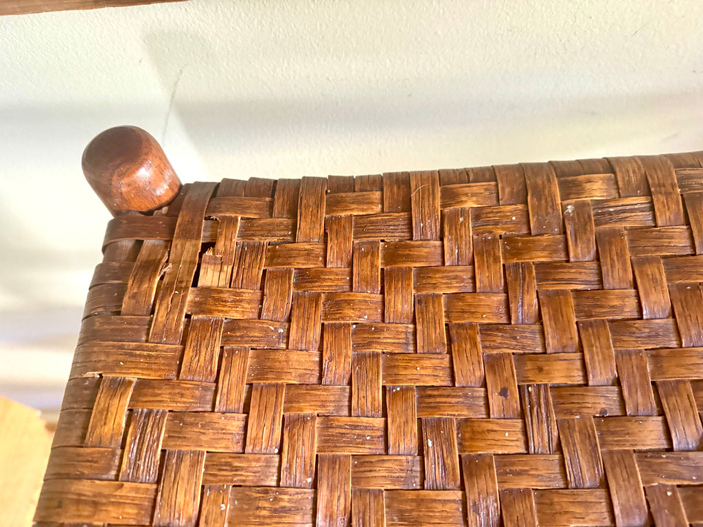 Antique Turned Wood Cane Top Foot Stool