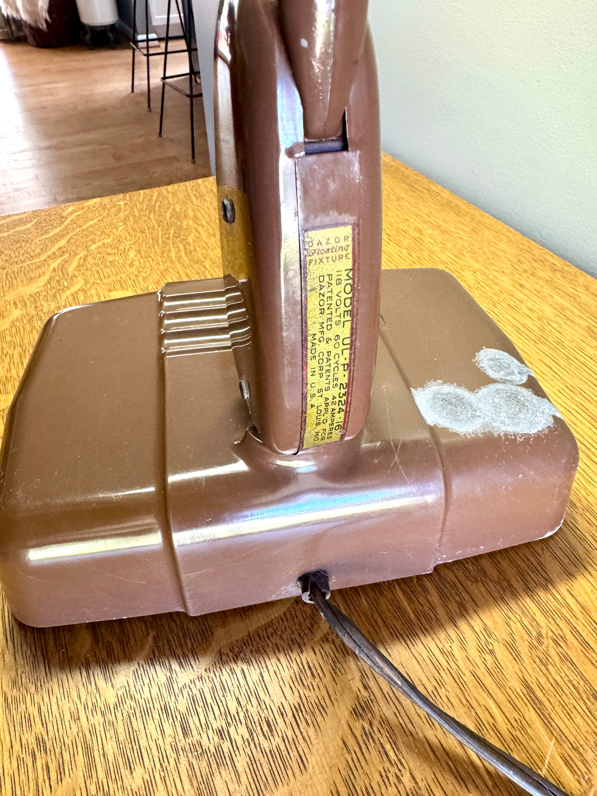 Vintage Industrial Brown Dazor Floating Arm Drafting Lamp ~ Dazor Floating Fixture Model 2324-16