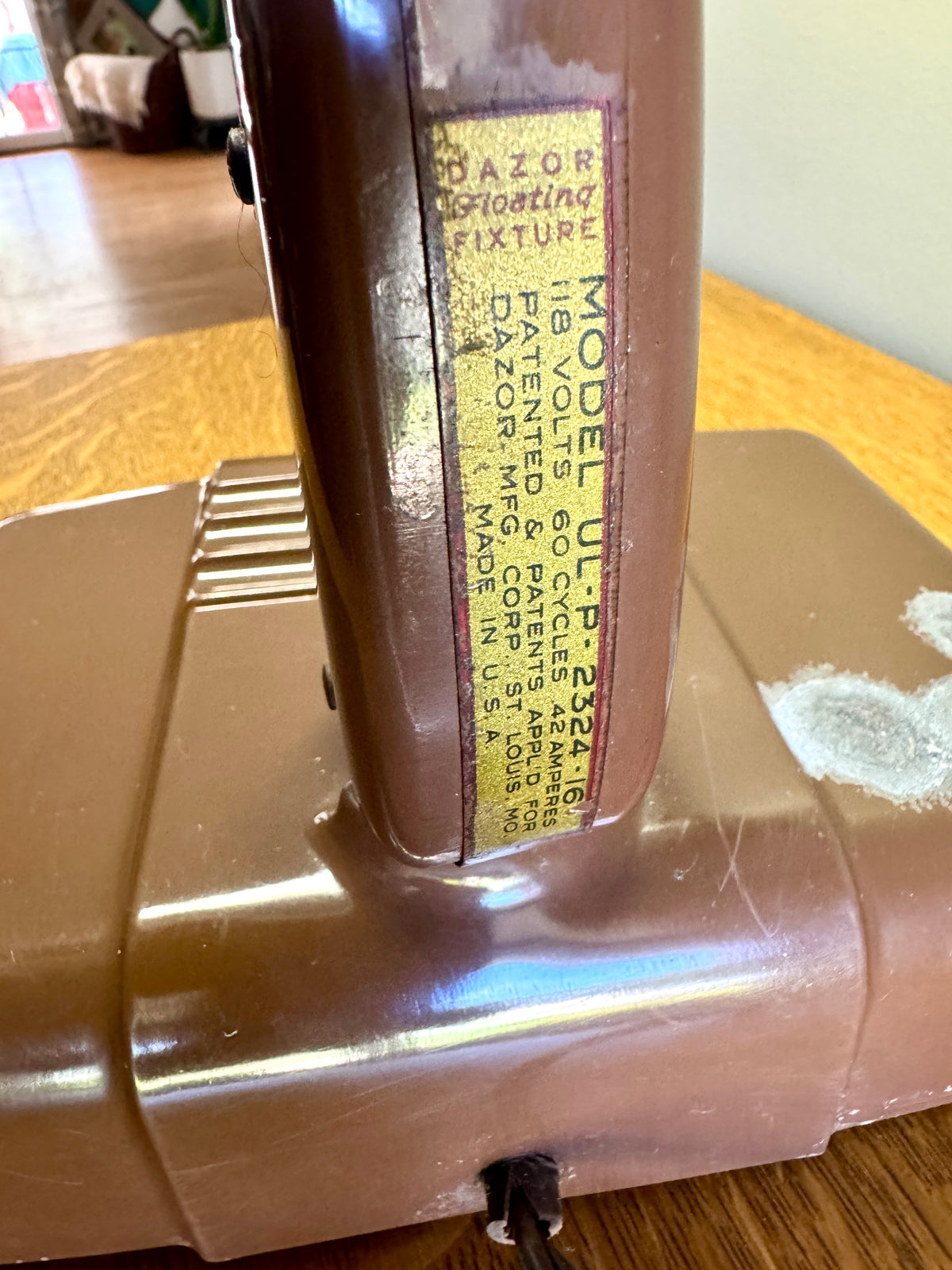 Vintage Industrial Brown Dazor Floating Arm Drafting Lamp ~ Dazor Floating Fixture Model 2324-16