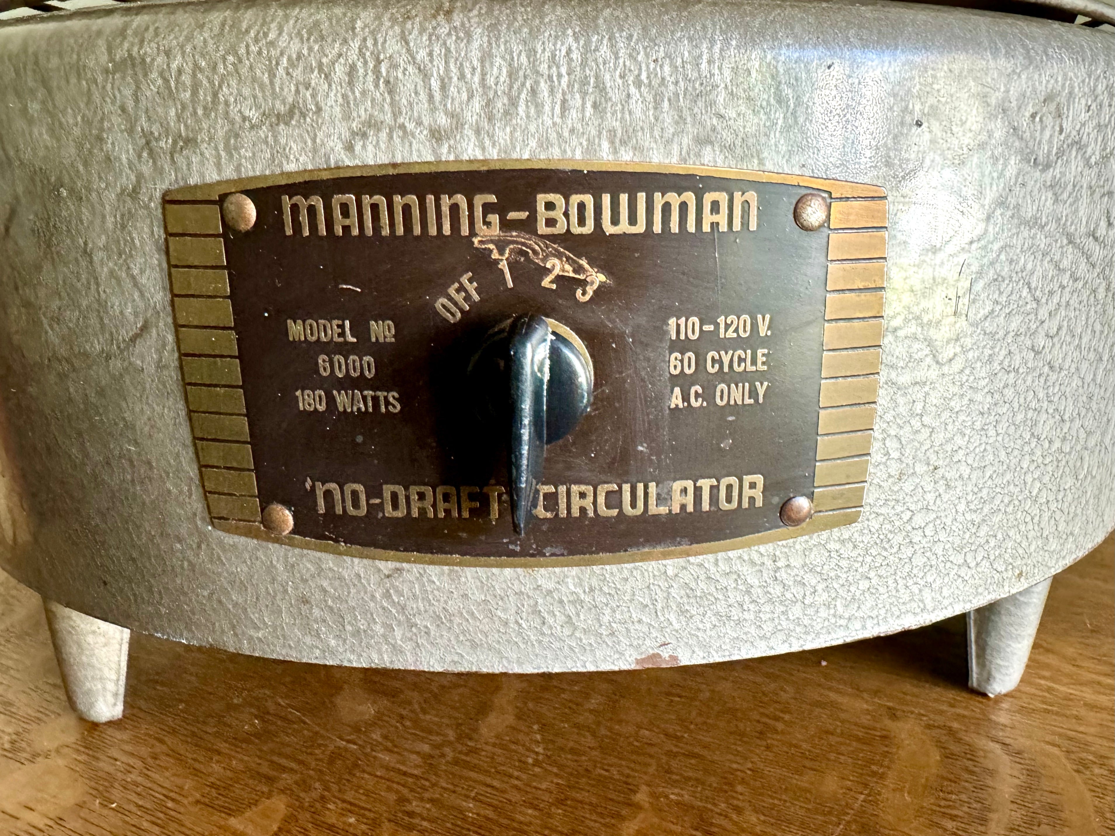 Vintage Manning-Bowman Model 6000 No-Draft Circulator Hassock Fan