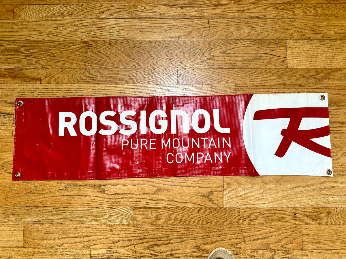 Vtg Rossignol Banner Featuring The Brand's "Pure Mountain Company" Logo ~ Ski Cabin Decor