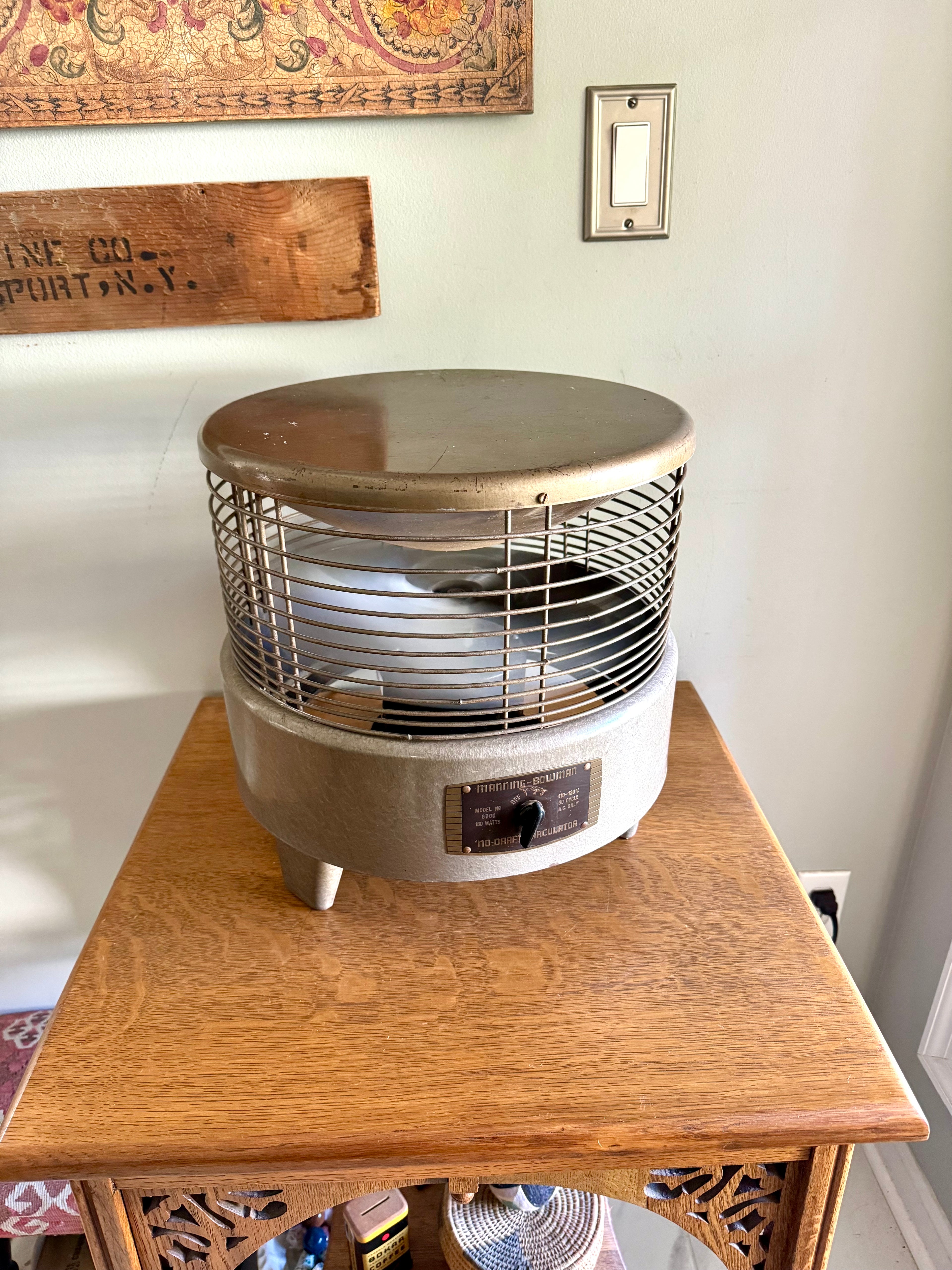 Vintage Manning-Bowman Model 6000 No-Draft Circulator Hassock Fan