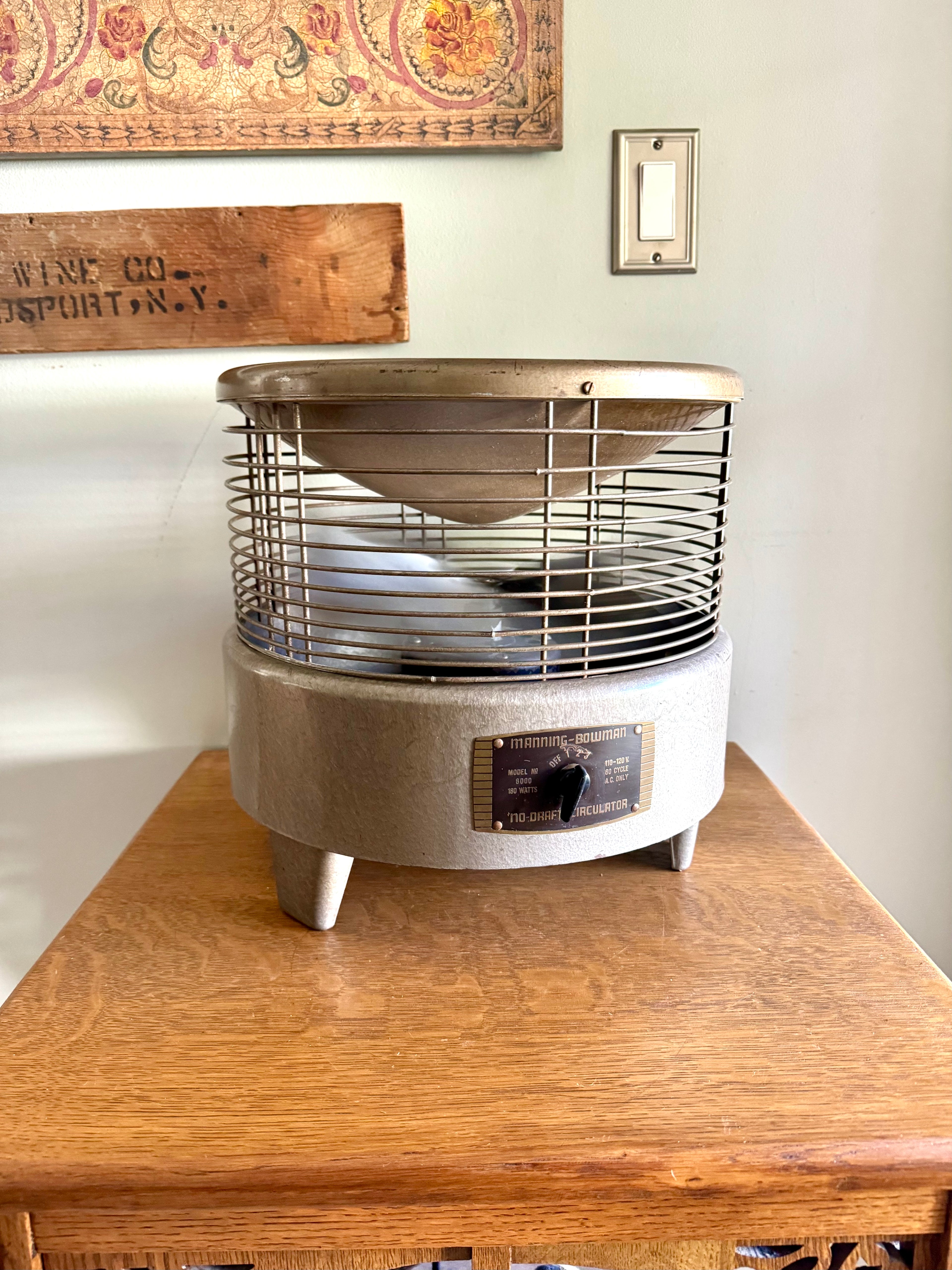 Vintage Manning-Bowman Model 6000 No-Draft Circulator Hassock Fan