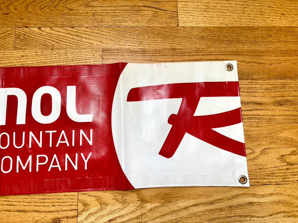 Vtg Rossignol Banner Featuring The Brand's "Pure Mountain Company" Logo ~ Ski Cabin Decor