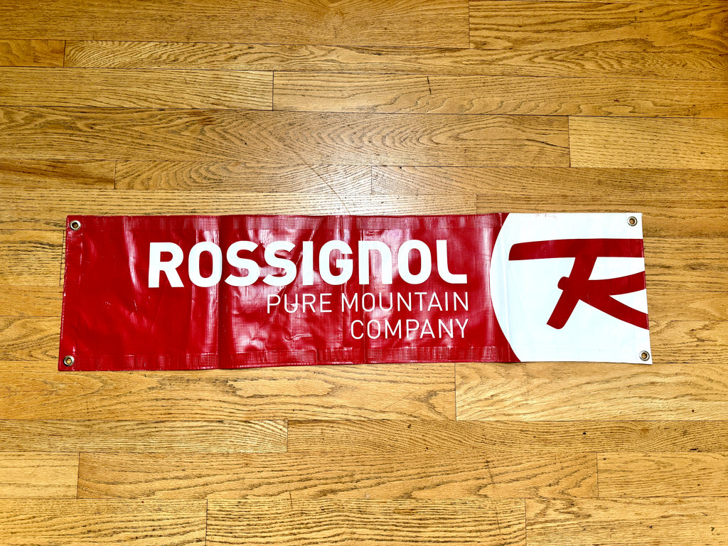 Vtg Rossignol Banner Featuring The Brand's "Pure Mountain Company" Logo ~ Ski Cabin Decor