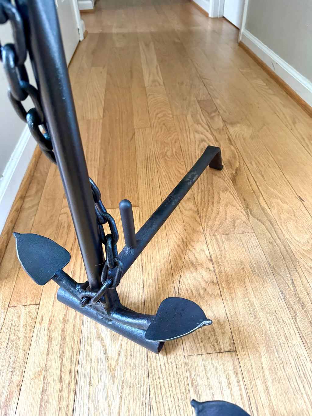 Vintage Cast Iron Nautical Themed Anchor Andirons