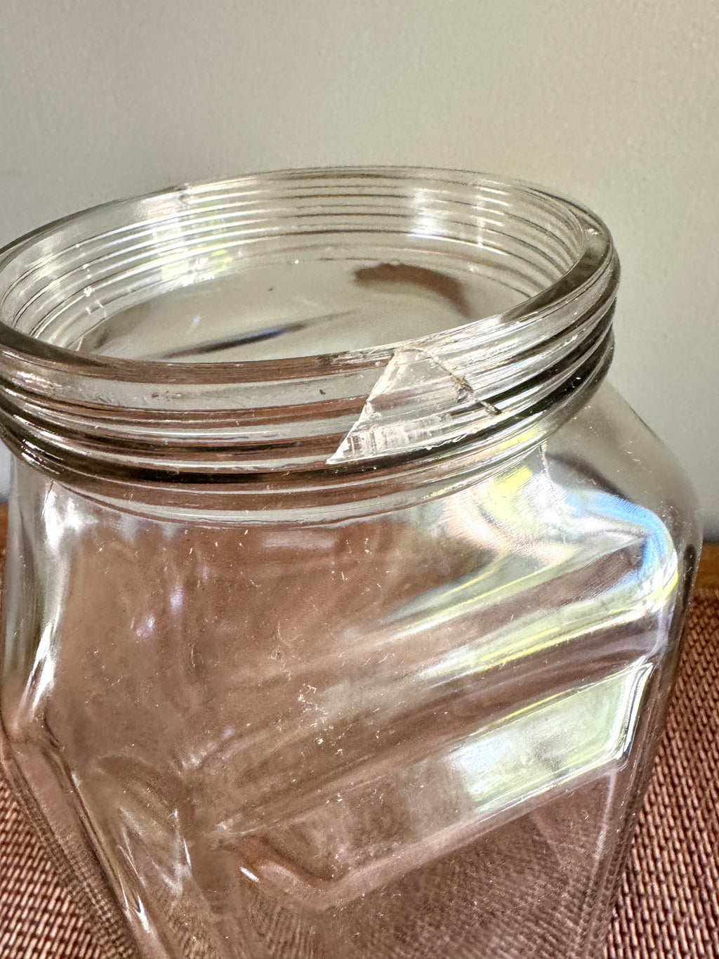 1930’s Necco Glass Candy Jar with Metal Lid ~ Antique Large Art Deco Country Store Glass Candy Jar with Lid
