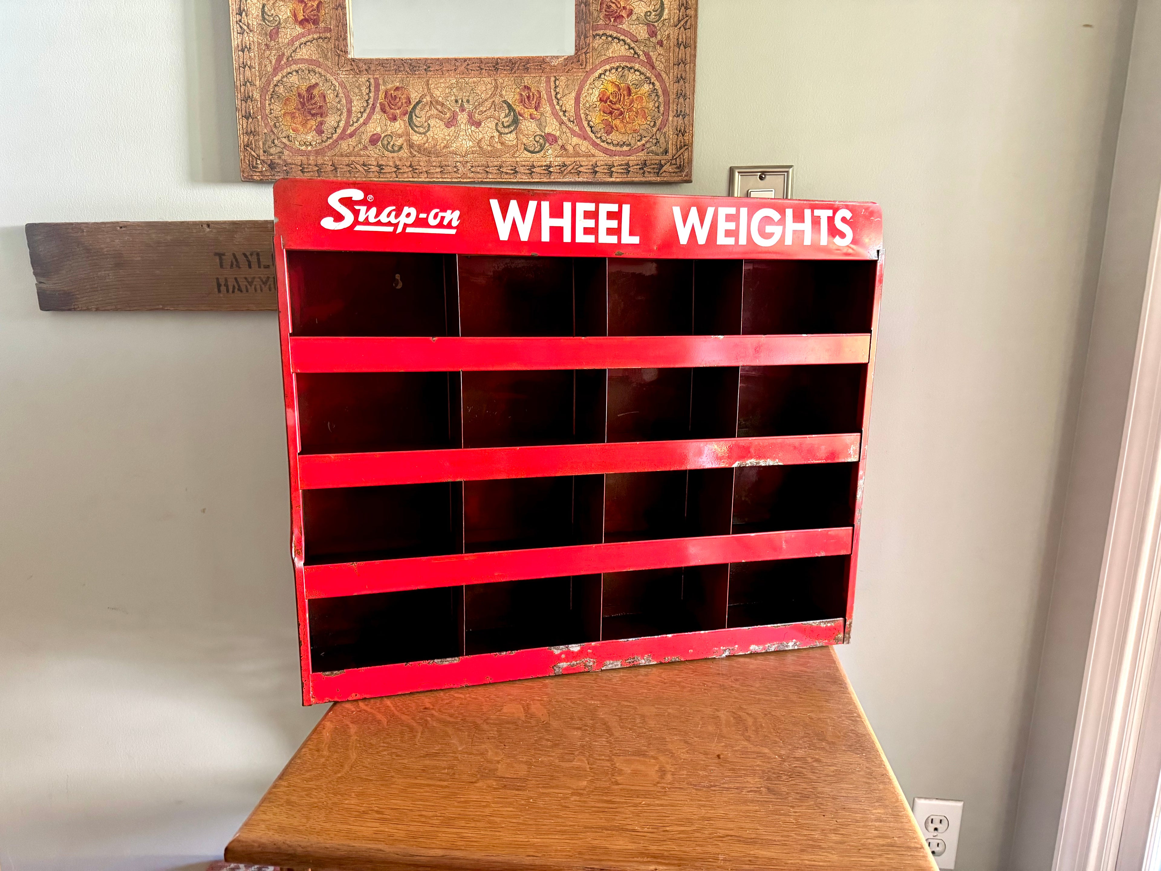 Vintage Industrial Red Snap-on Storage Shelf Unit