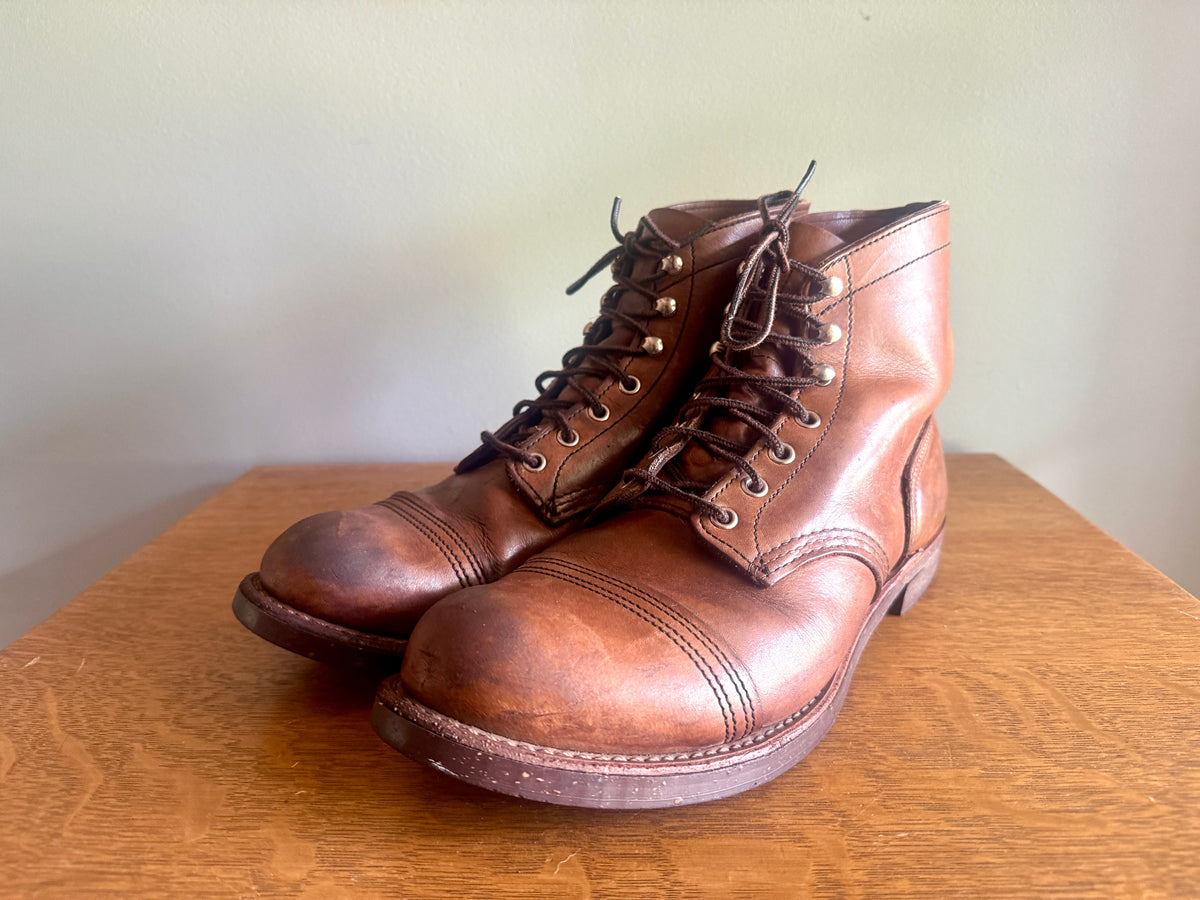 Red Wing Iron Ranger 8111 Brown Leather Lace-Up Work Boots ~ Cap-Toe Leather Boots