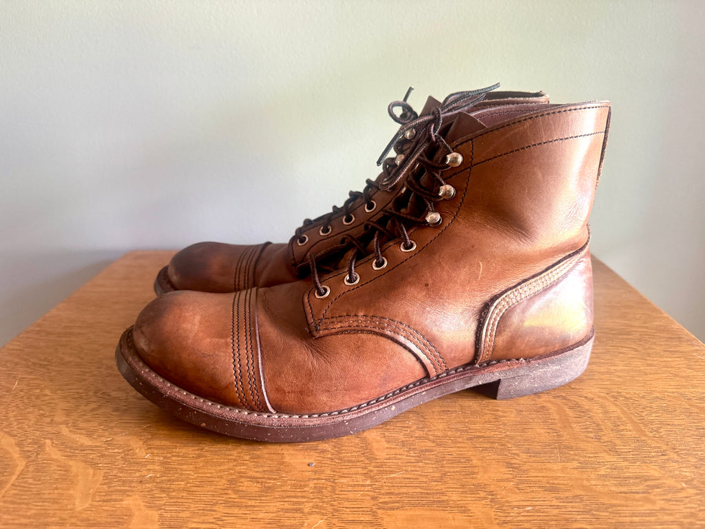 Red Wing Iron Ranger 8111 Brown Leather Lace-Up Work Boots ~ Cap-Toe Leather Boots