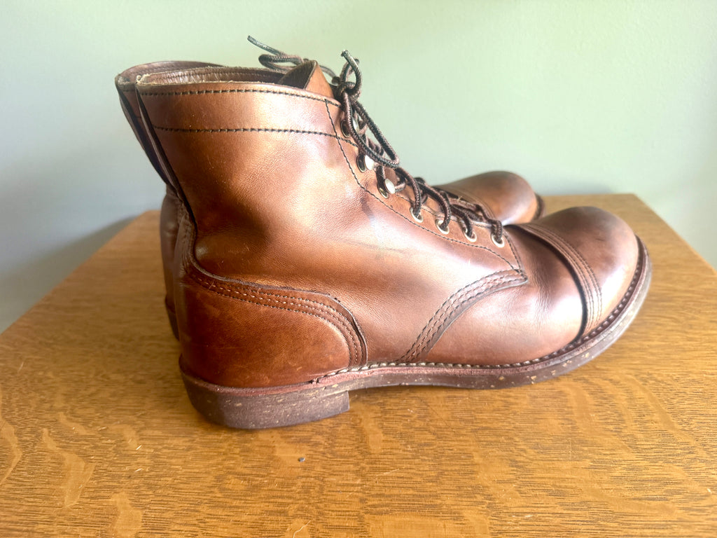 Red Wing Iron Ranger 8111 Brown Leather Lace-Up Work Boots ~ Cap-Toe Leather Boots