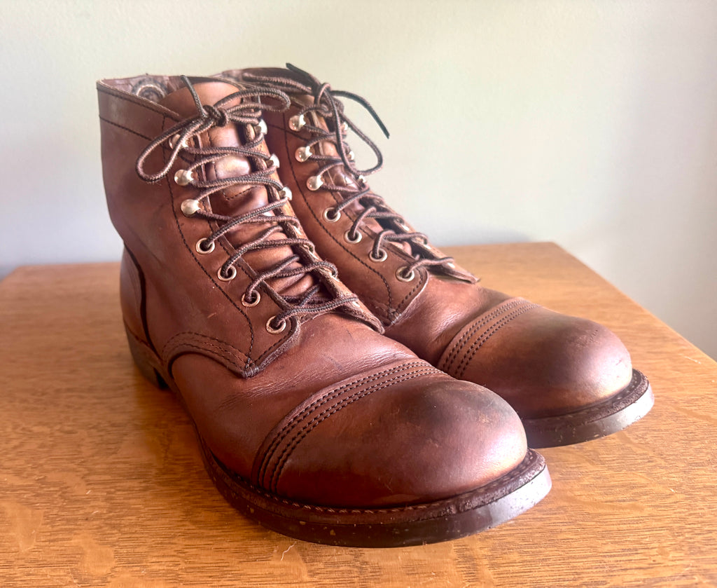 Red Wing Iron Ranger 8111 Brown Leather Lace-Up Work Boots ~ Cap-Toe Leather Boots