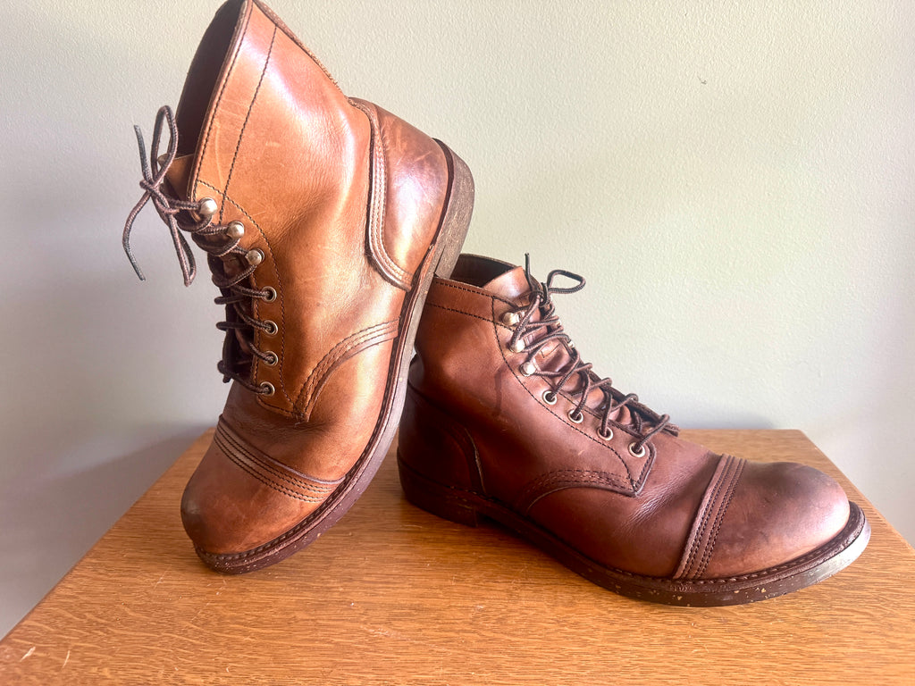 Red Wing Iron Ranger 8111 Brown Leather Lace-Up Work Boots ~ Cap-Toe Leather Boots