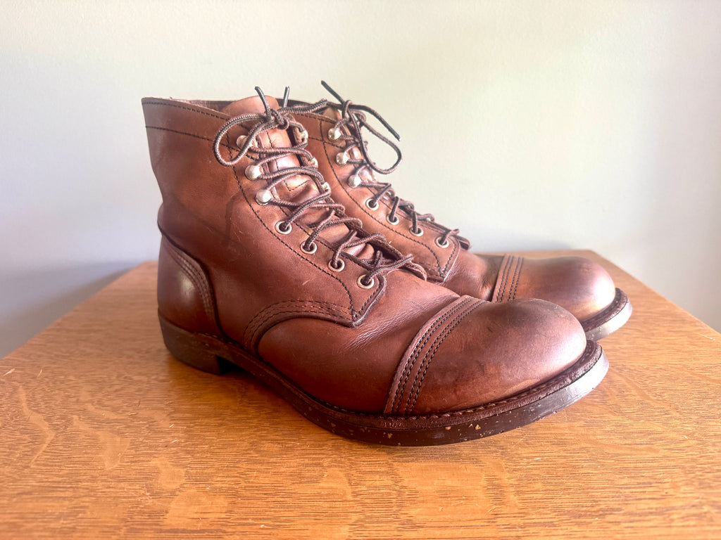 Red Wing Iron Ranger 8111 Brown Leather Lace-Up Work Boots ~ Cap-Toe Leather Boots
