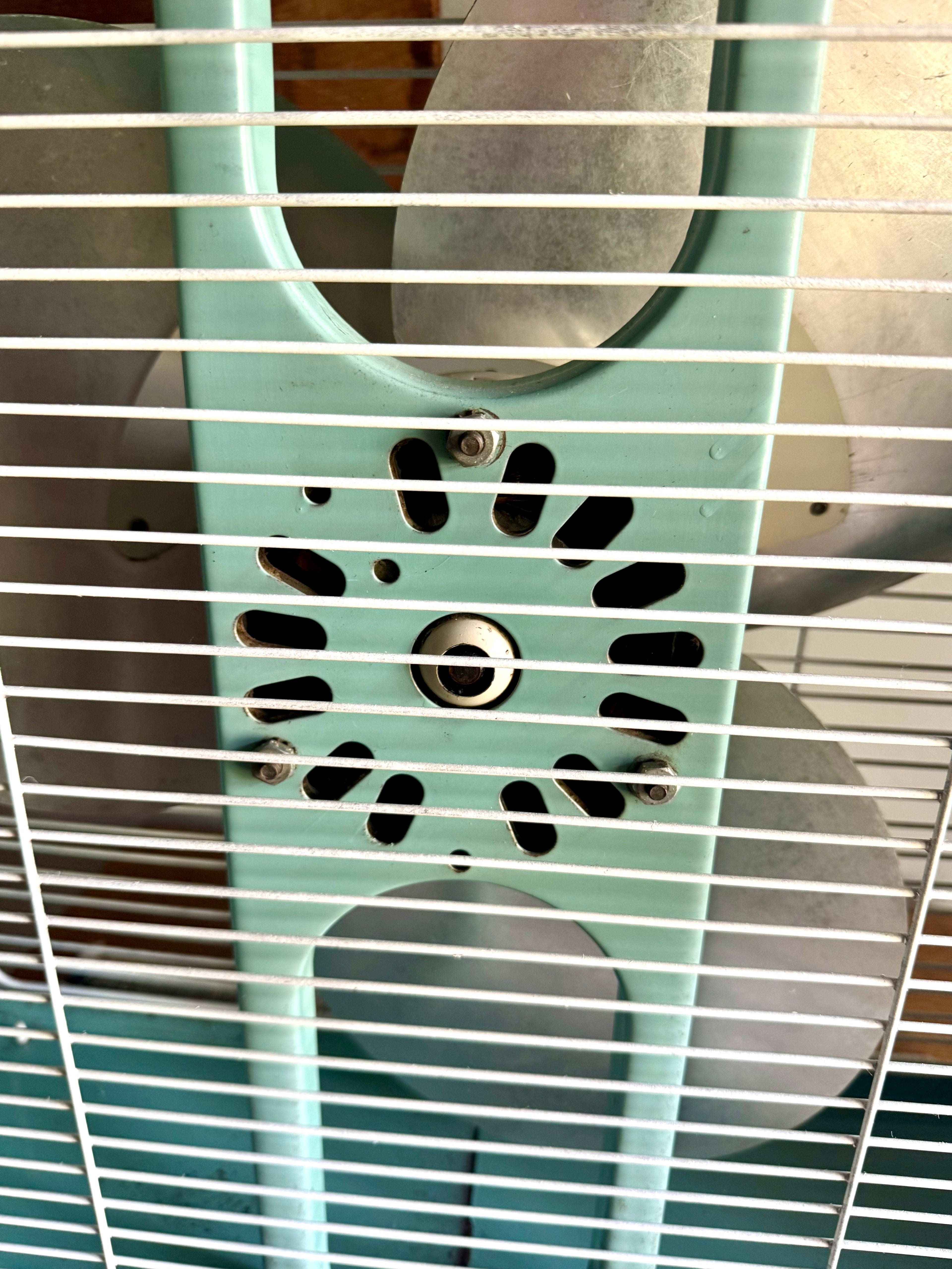 Vintage Turquoise Eskimo 2 Speed Box Fan | McGraw-Edison Co. Distressed Finish Box Fan