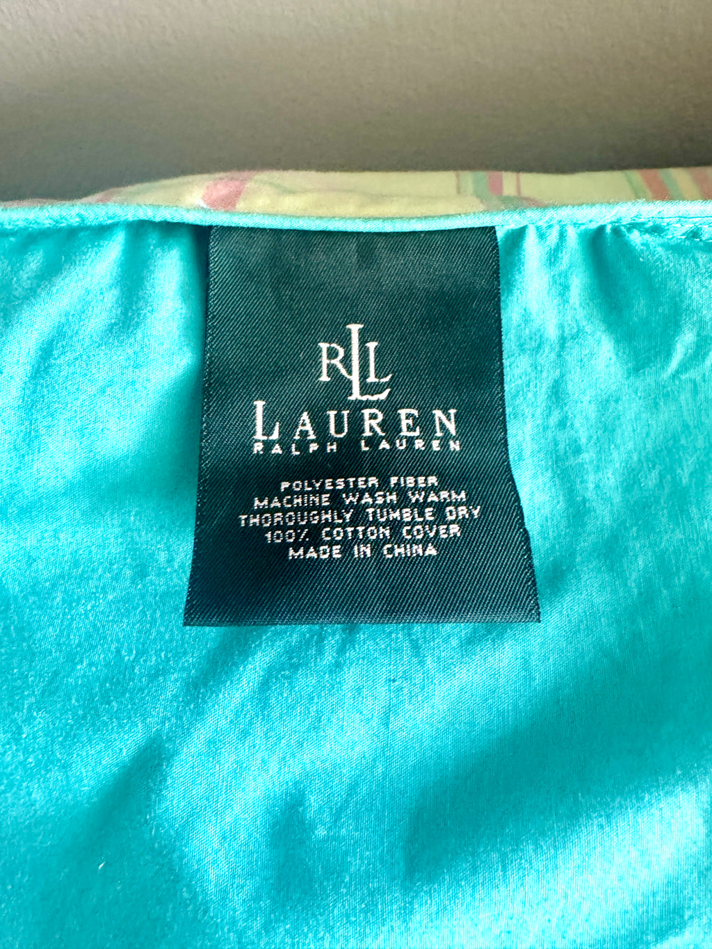 Ralph Lauren Pastel Plaid Support Pillow/Decorative Pillow ~ Large 24" Pastel Plaid RL Pillow