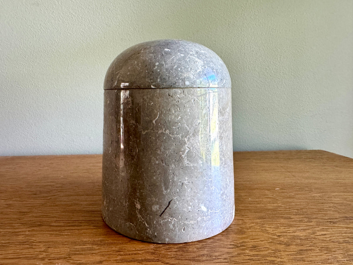 Grey Marble Lidded Jar ~ Carved Marble Lidded Box ~ Marble Container