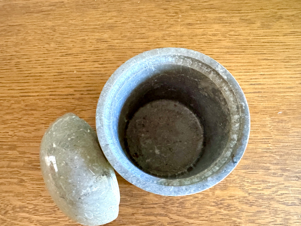 Grey Marble Lidded Jar ~ Carved Marble Lidded Box ~ Marble Container