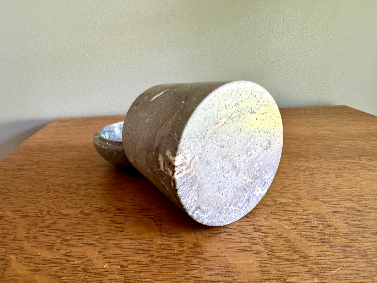 Grey Marble Lidded Jar ~ Carved Marble Lidded Box ~ Marble Container
