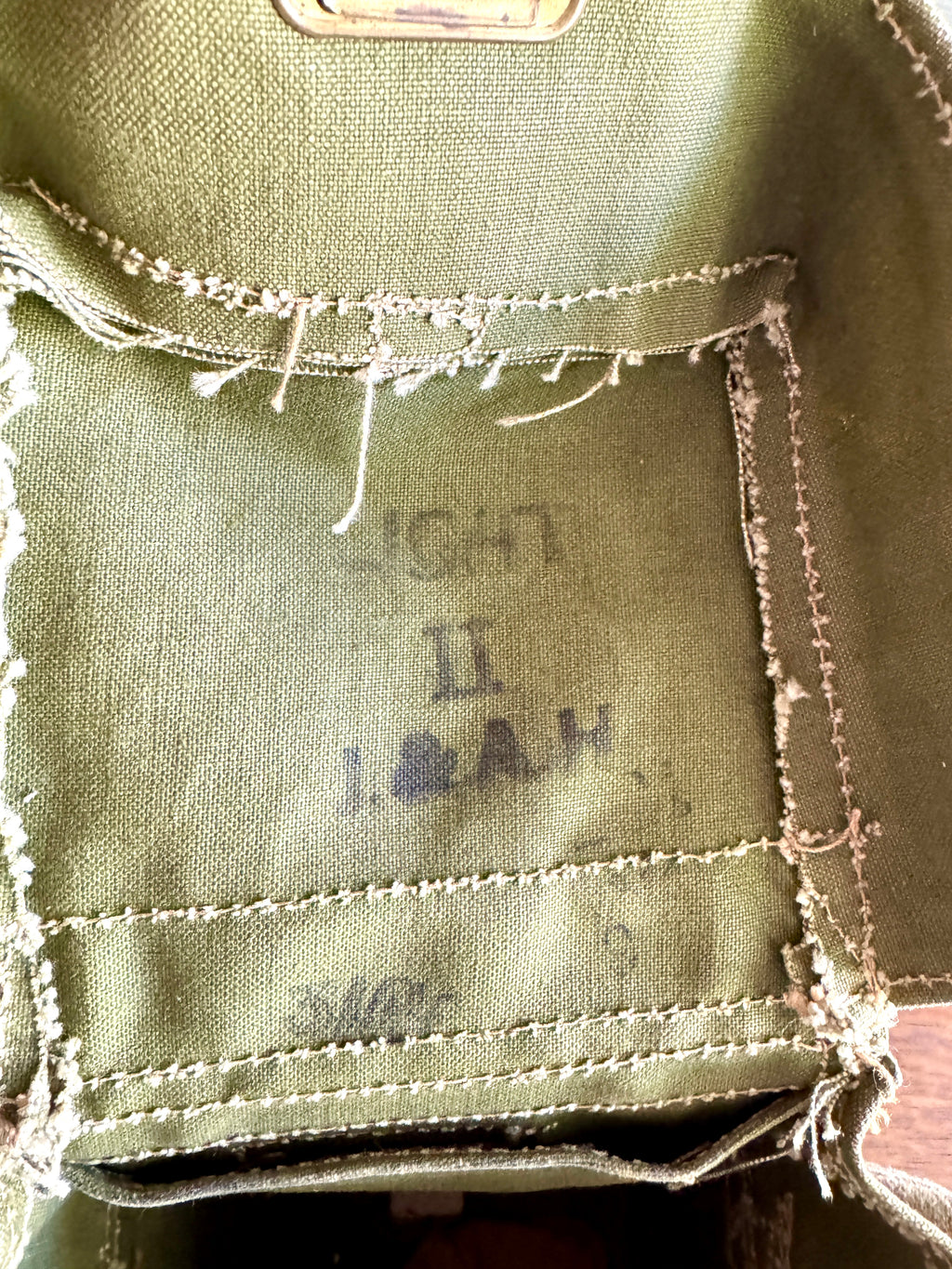 Vintage WWII 1944 British Light II Anti-Gas Respirator / Gas Mask Bag Haversack ~ Military Shoulder Bag