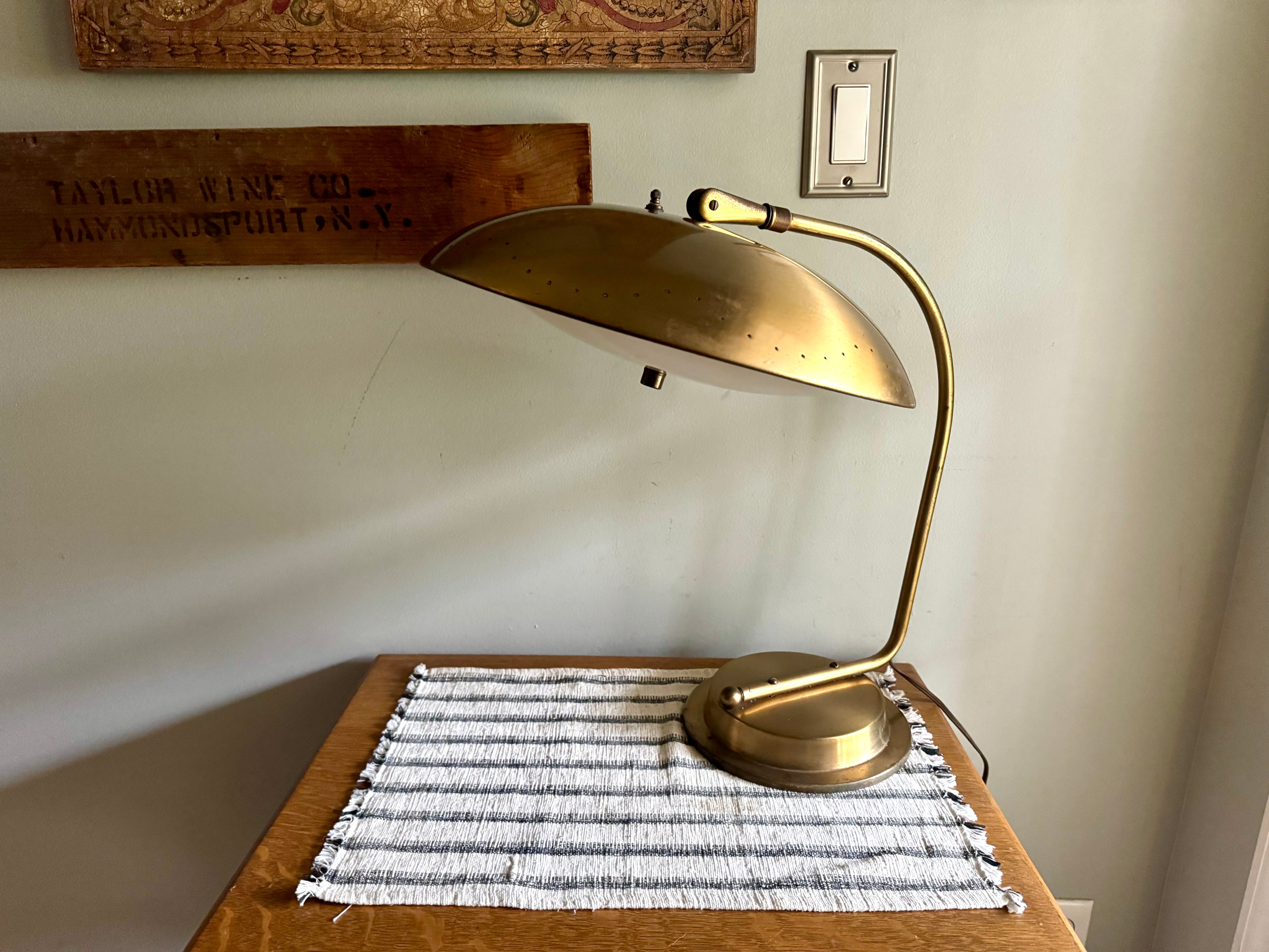 Vintage MCM Atomic Style Desk Lamp | Bauhaus For Hillebrand Style Flying Saucer Desk Lamp