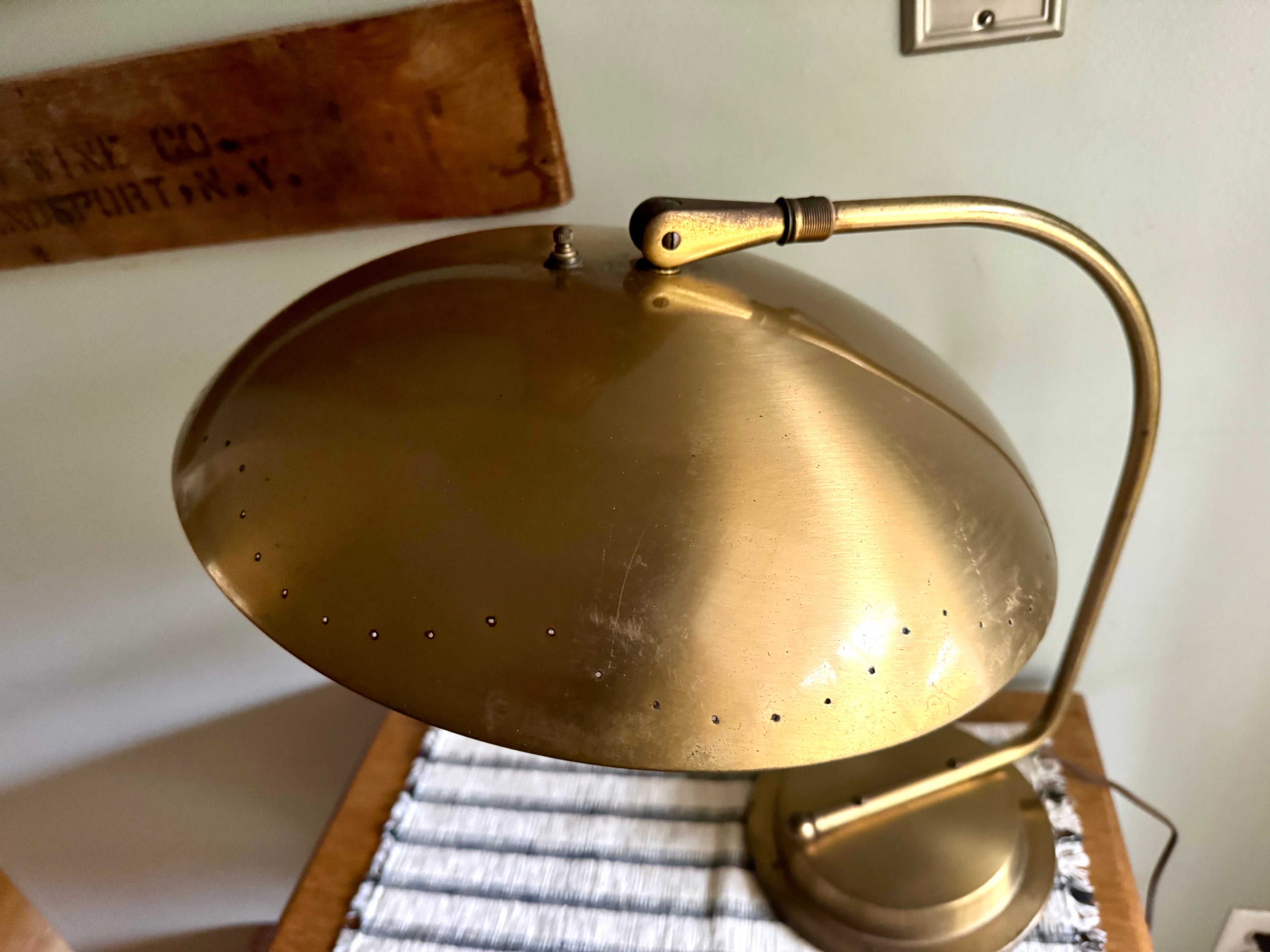 Vintage MCM Atomic Style Desk Lamp | Bauhaus For Hillebrand Style Flying Saucer Desk Lamp