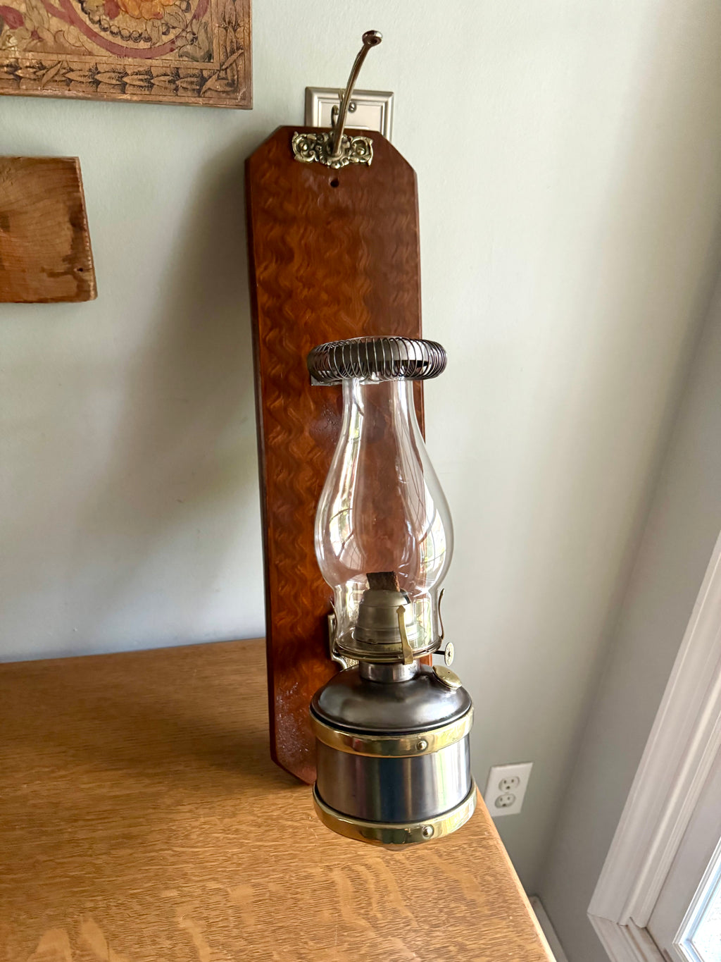 Antique Adams & Westlake Co. Railroad Car Wall Mount Oil Lamp | Railroad Car Oil Lantern
