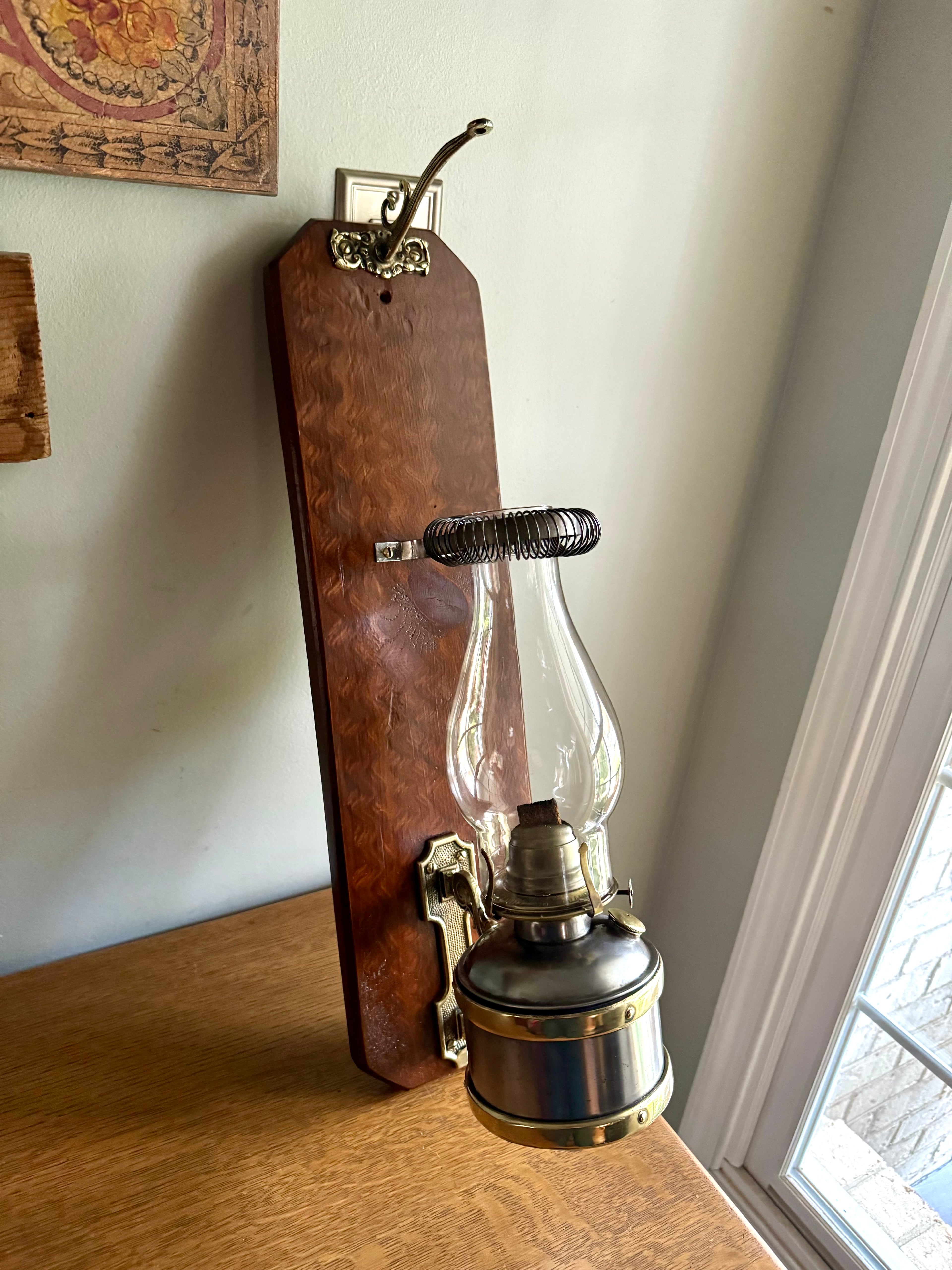Antique Adams & Westlake Co. Railroad Car Wall Mount Oil Lamp | Railroad Car Oil Lantern