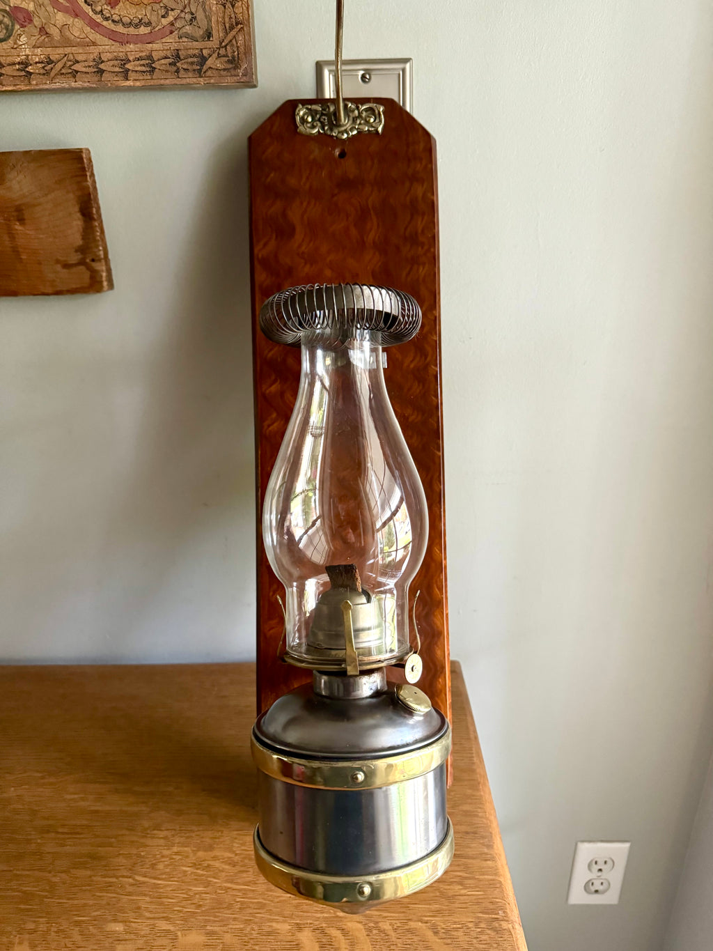 Antique Adams & Westlake Co. Railroad Car Wall Mount Oil Lamp | Railroad Car Oil Lantern