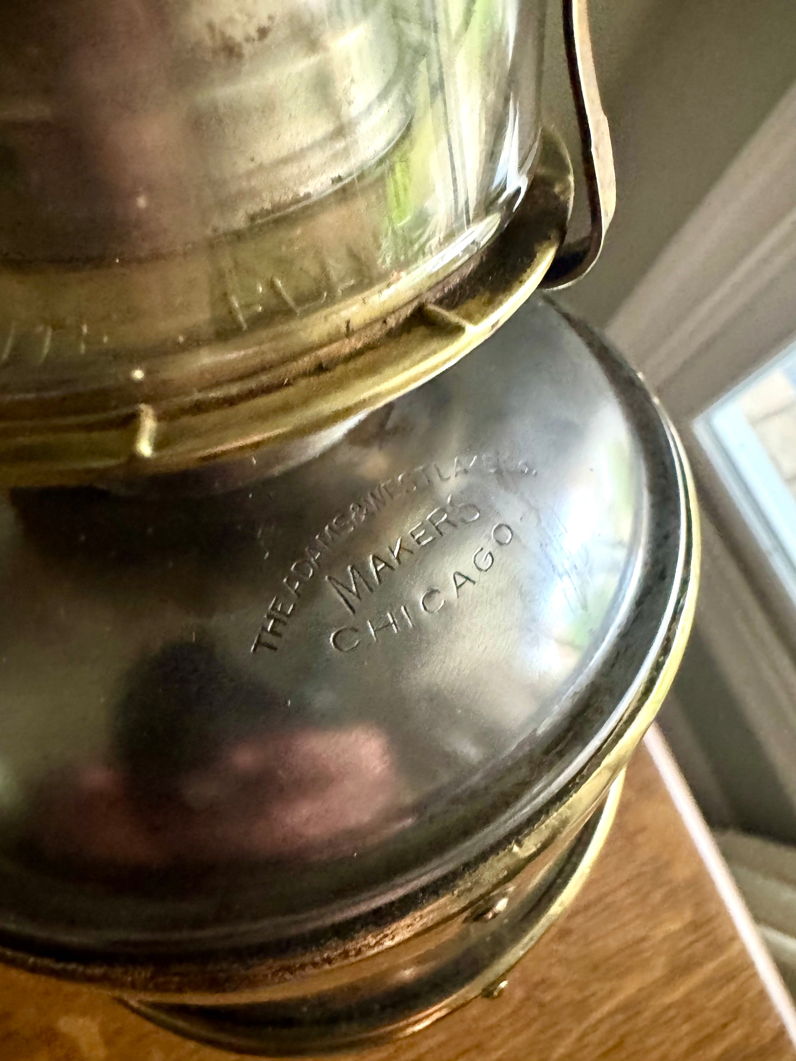 Antique Adams & Westlake Co. Railroad Car Wall Mount Oil Lamp | Railroad Car Oil Lantern