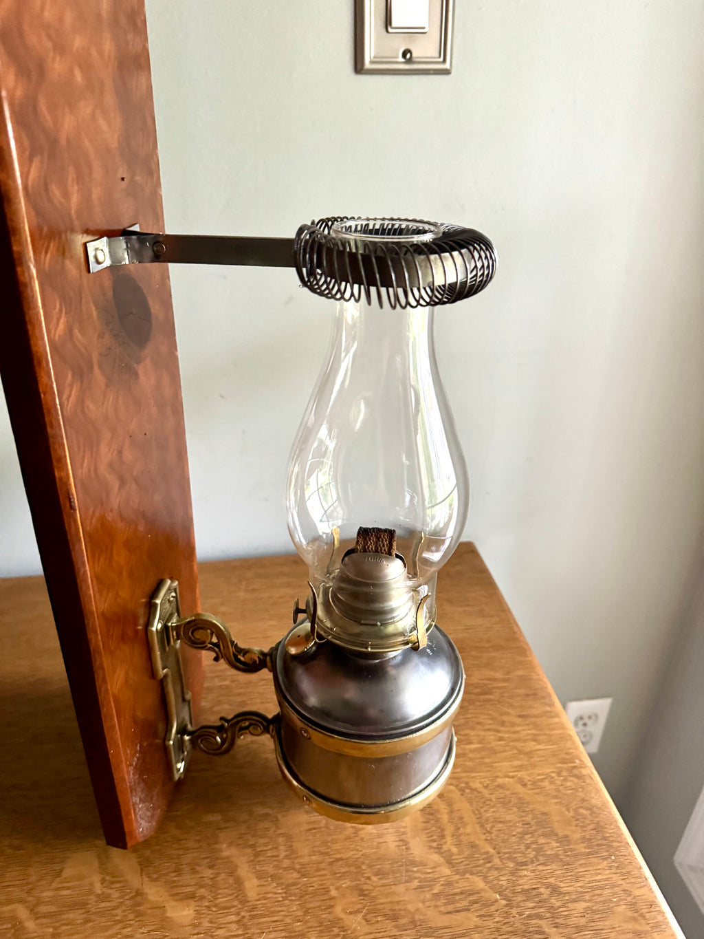 Antique Adams & Westlake Co. Railroad Car Wall Mount Oil Lamp | Railroad Car Oil Lantern