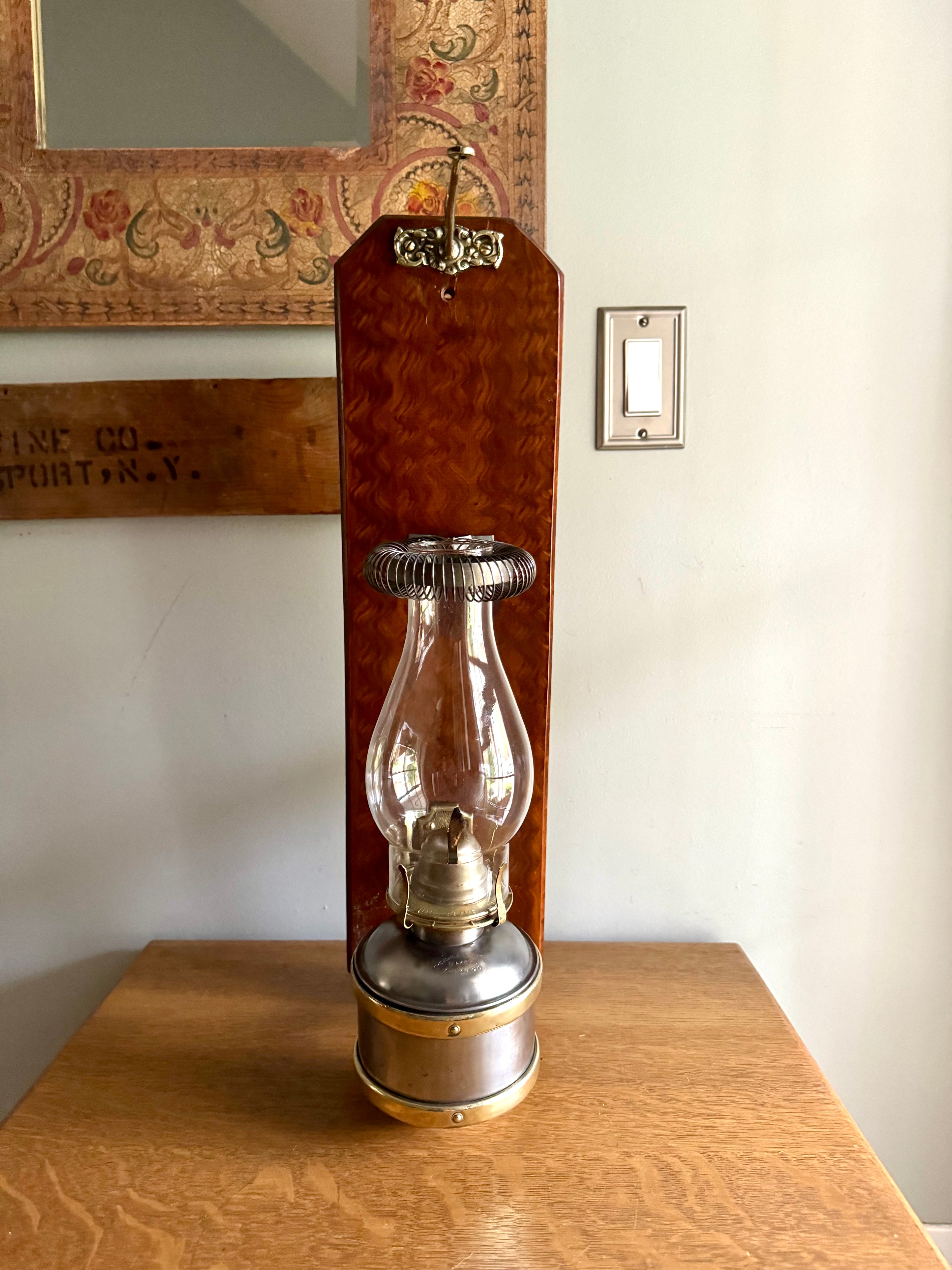 Antique Adams & Westlake Co. Railroad Car Wall Mount Oil Lamp | Railroad Car Oil Lantern