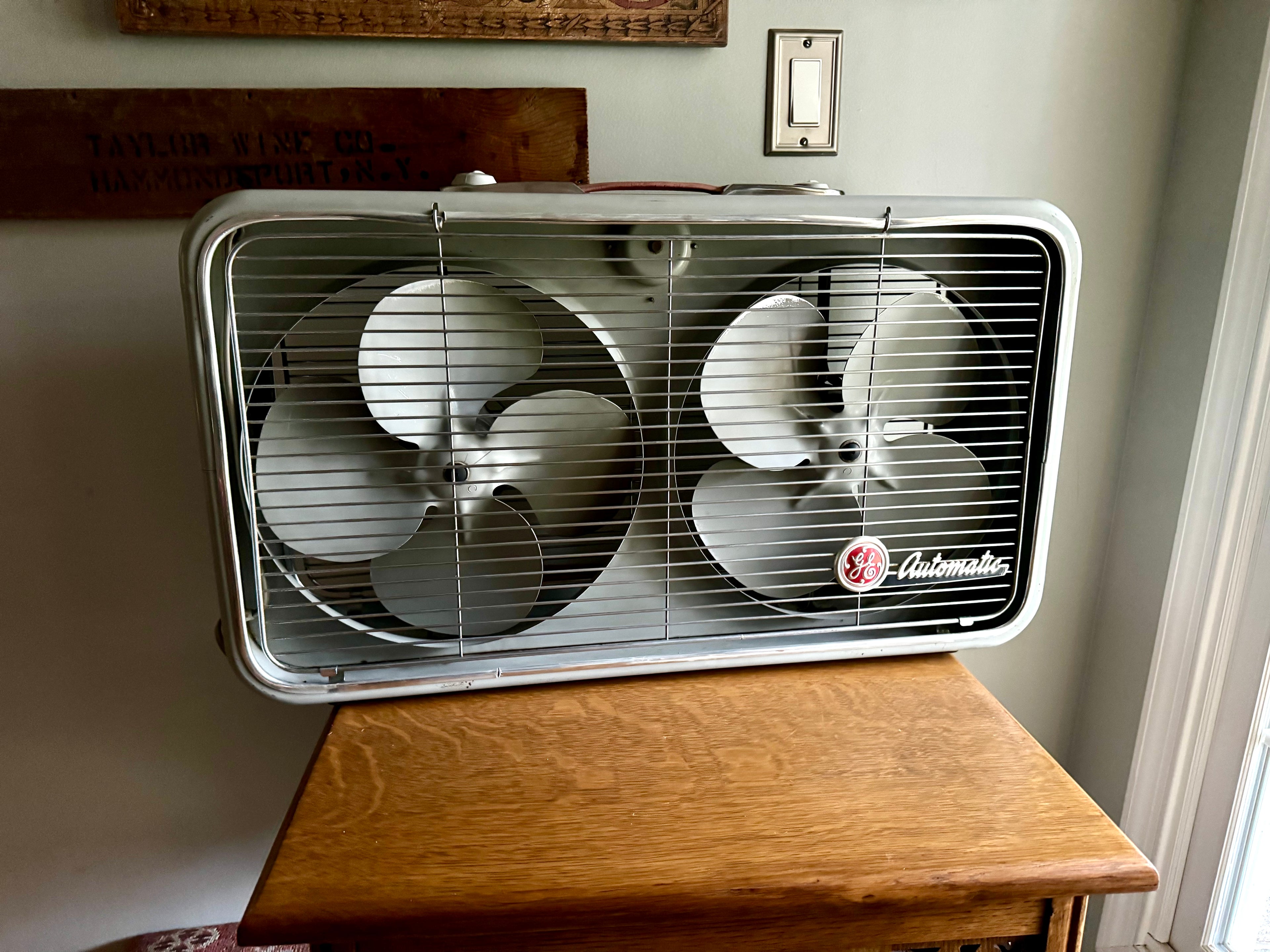 Vintage Mid Century Twin Blade General Electric Ventilator Fan | General Electric Model 44 Dual Fan Box Fan