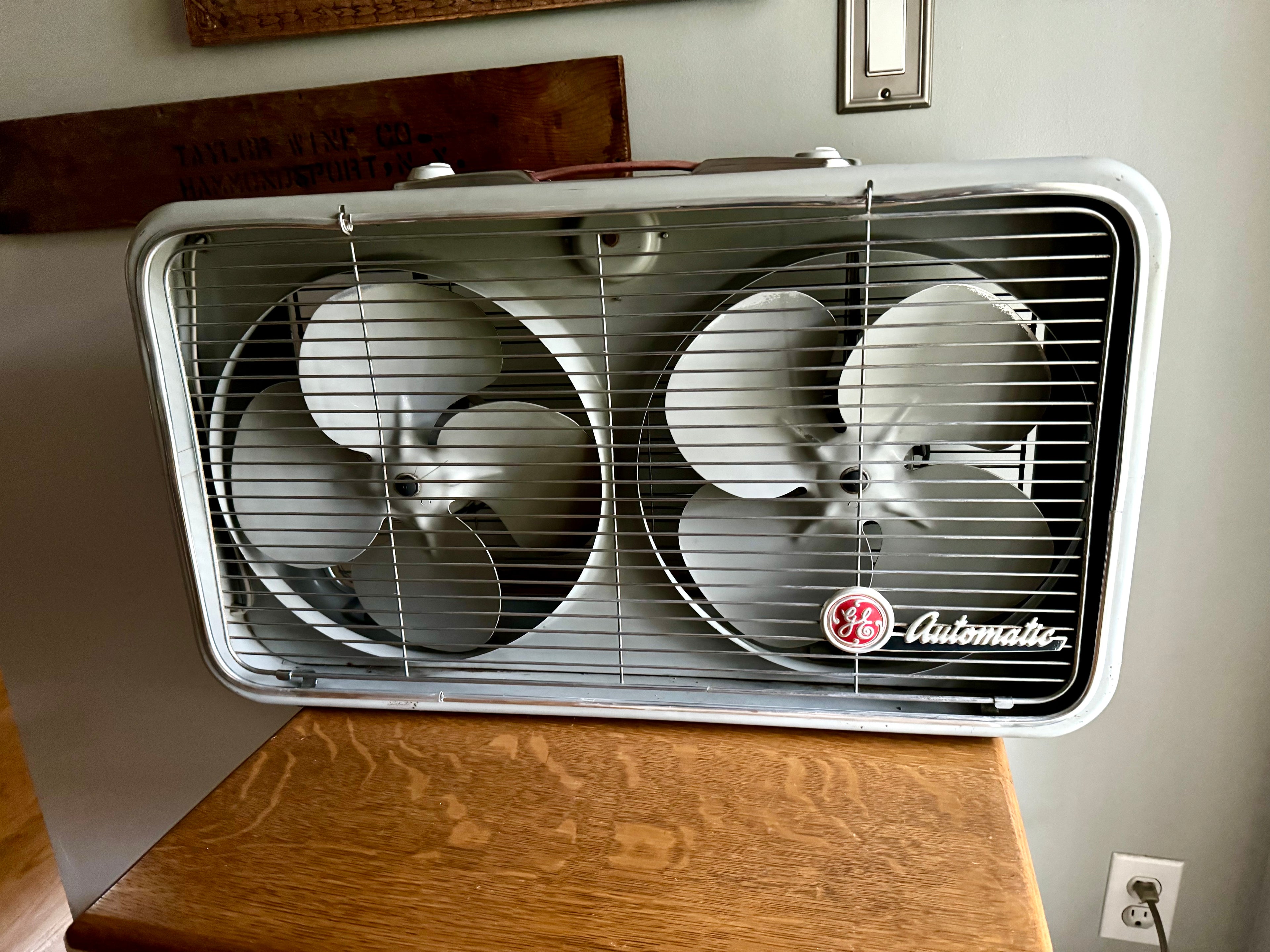 Vintage Mid Century Twin Blade General Electric Ventilator Fan | General Electric Model 44 Dual Fan Box Fan