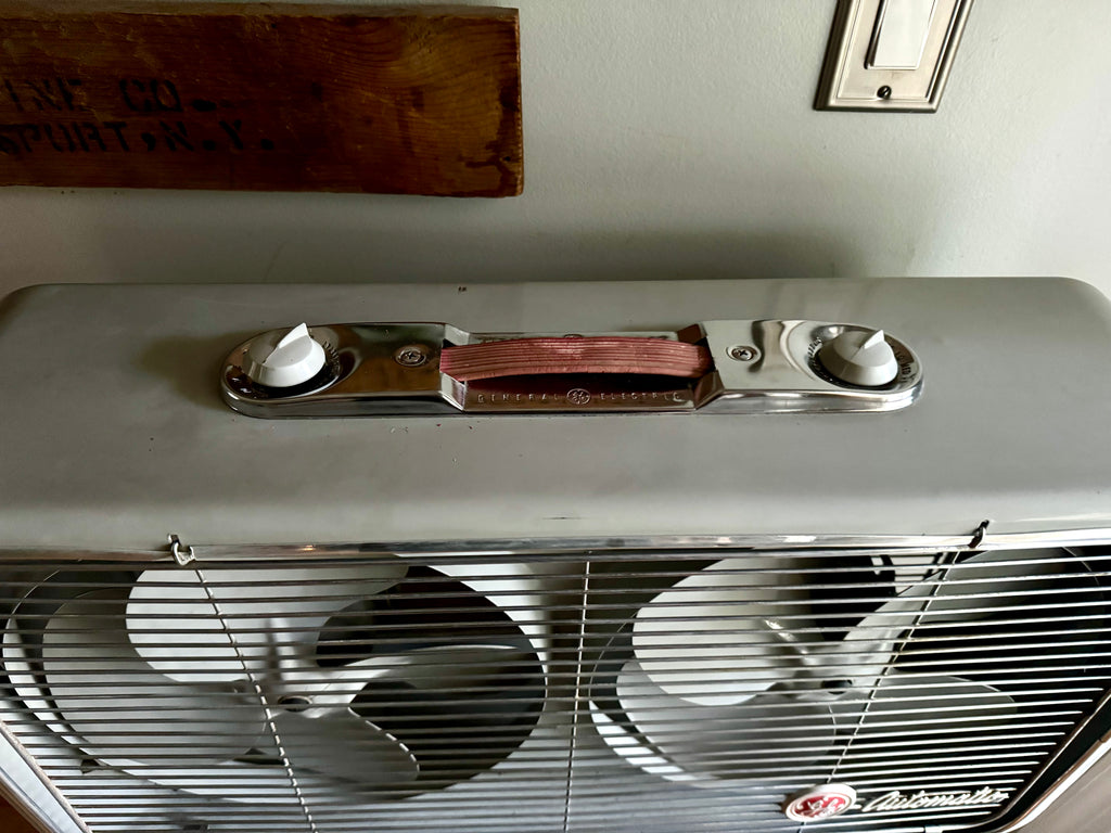 Vintage Mid Century Twin Blade General Electric Ventilator Fan | General Electric Model 44 Dual Fan Box Fan