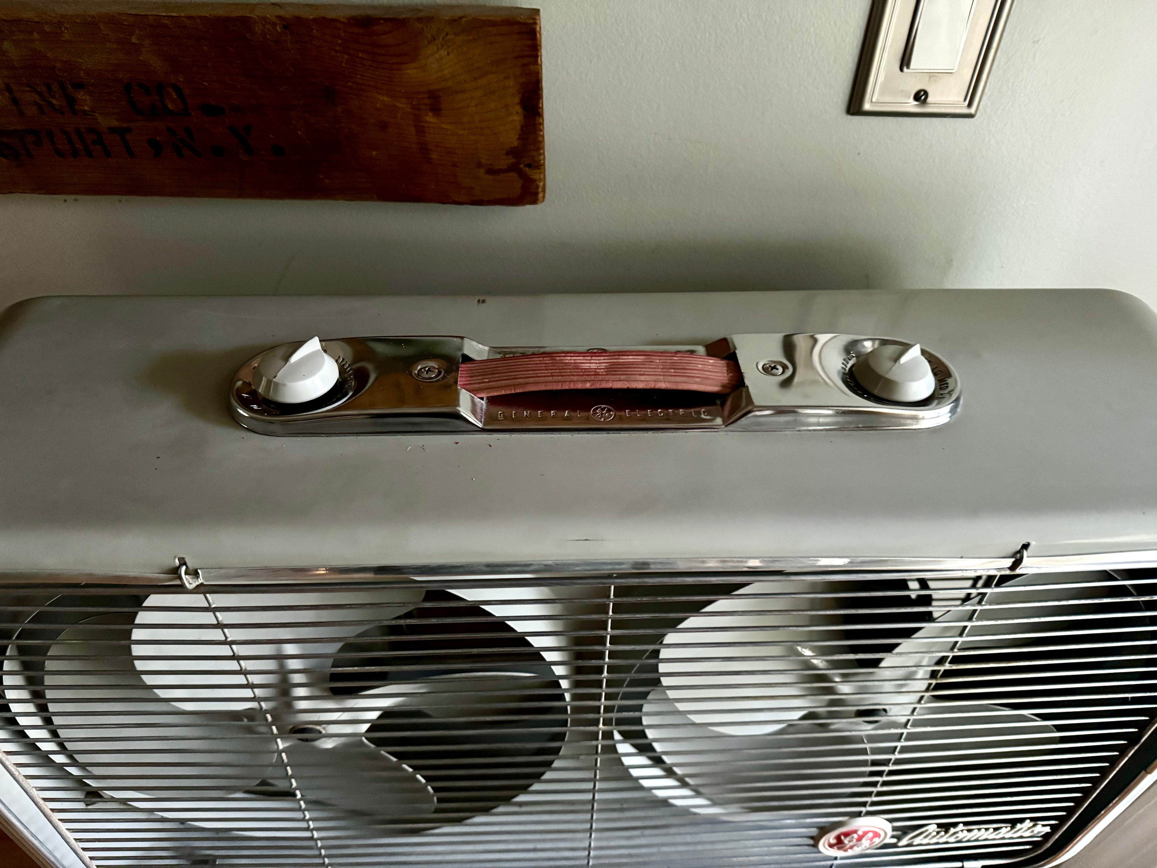 Vintage Mid Century Twin Blade General Electric Ventilator Fan | General Electric Model 44 Dual Fan Box Fan