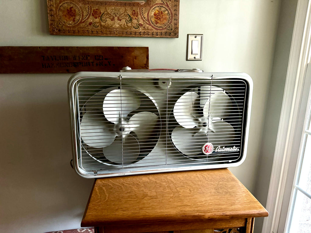 Vintage Mid Century Twin Blade General Electric Ventilator Fan | General Electric Model 44 Dual Fan Box Fan