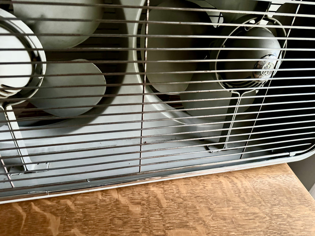 Vintage Mid Century Twin Blade General Electric Ventilator Fan | General Electric Model 44 Dual Fan Box Fan