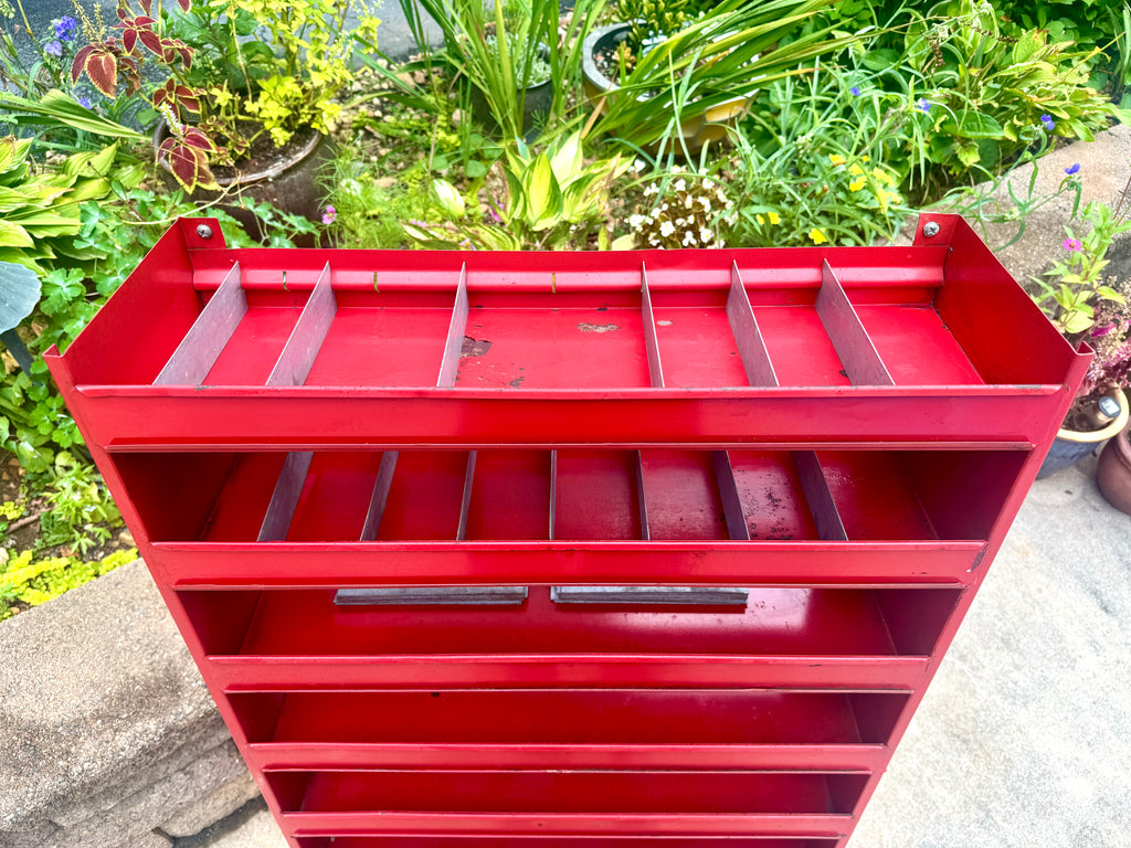 Industrial Red Metal Organizer Bin Cabinet ~ Organizer Cabinet