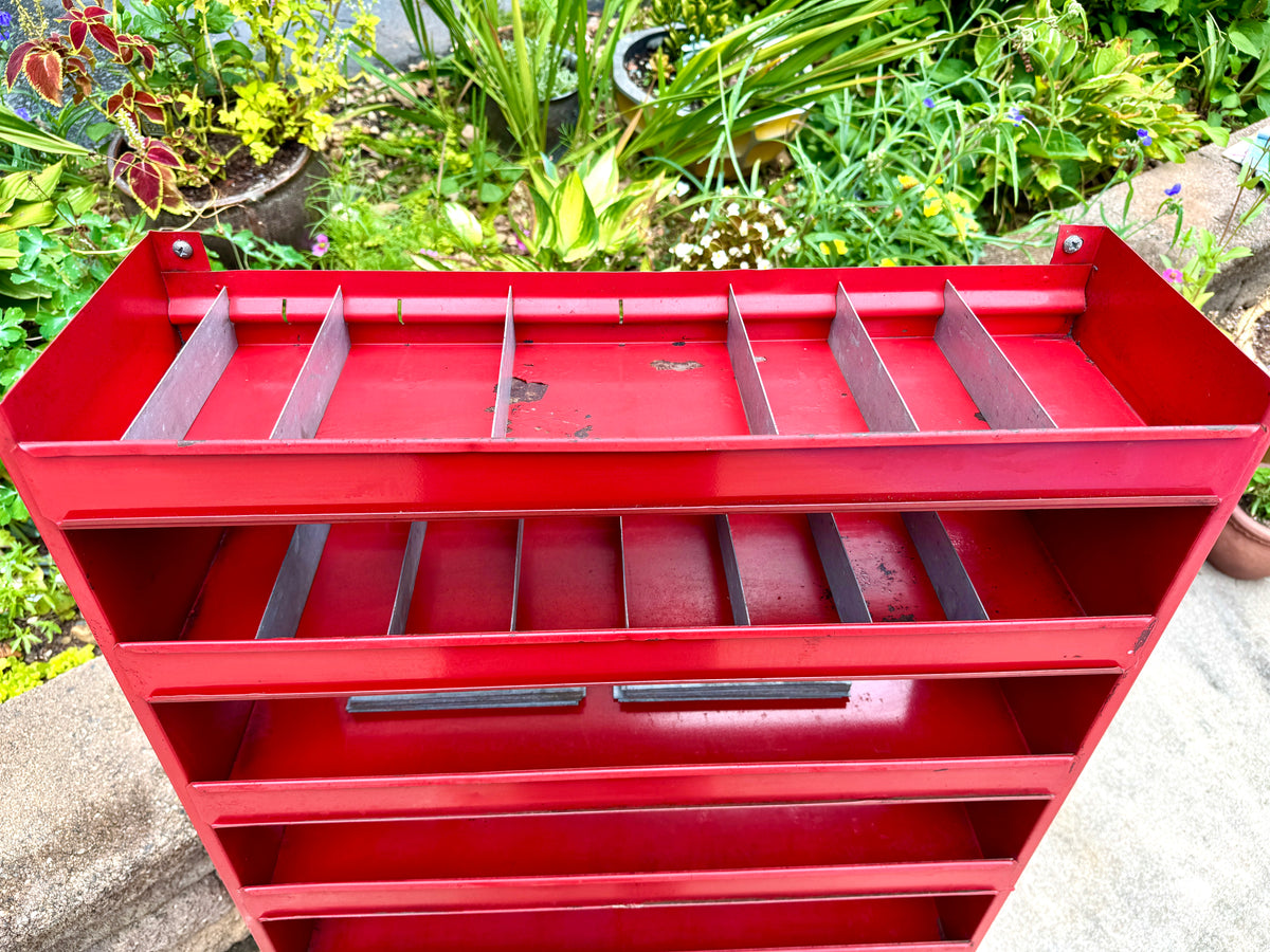 Industrial Red Metal Organizer Bin Cabinet ~ Organizer Cabinet