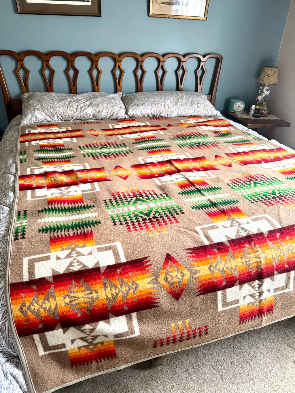 Vintage Pendleton Beaver State Wool Blanket Chief Native American Indian 80" x 64"