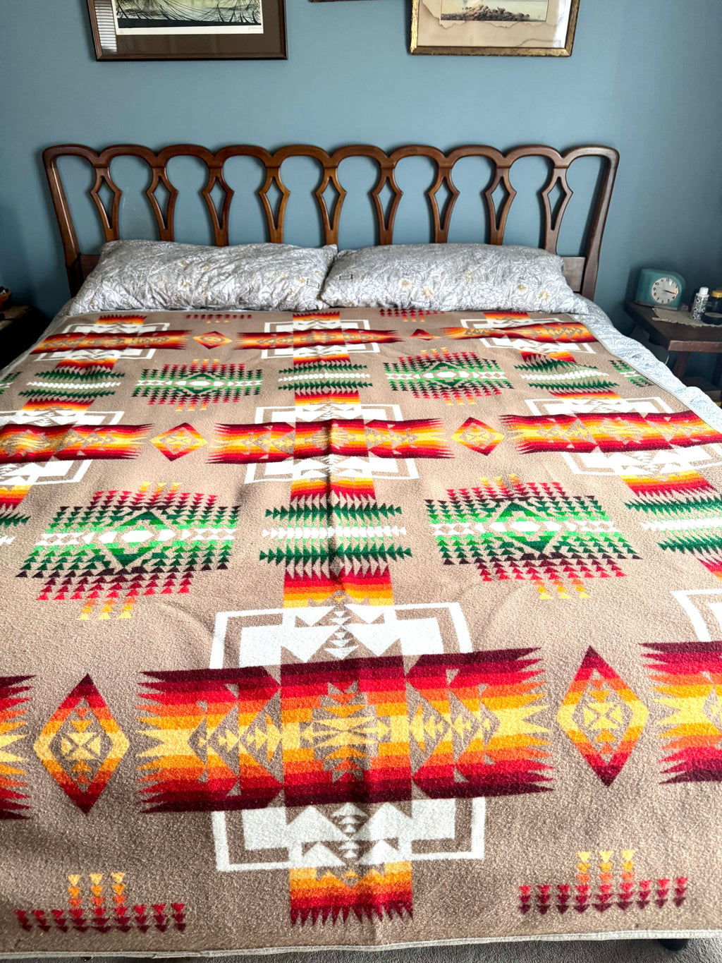 Vintage Pendleton Beaver State Wool Blanket Chief Native American Indian 80" x 64"