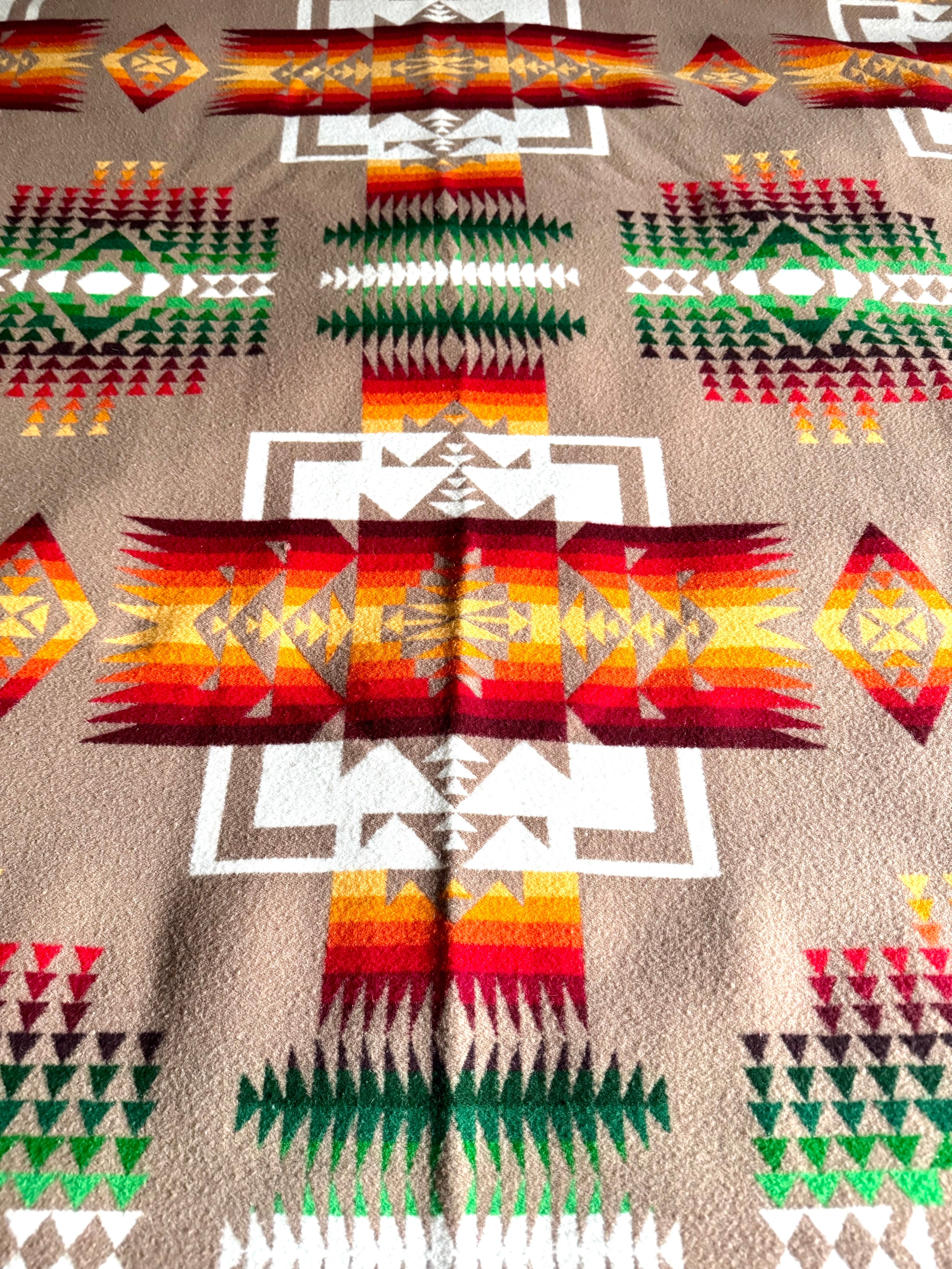 Vintage Pendleton Beaver State Wool Blanket Chief Native American Indian 80" x 64"