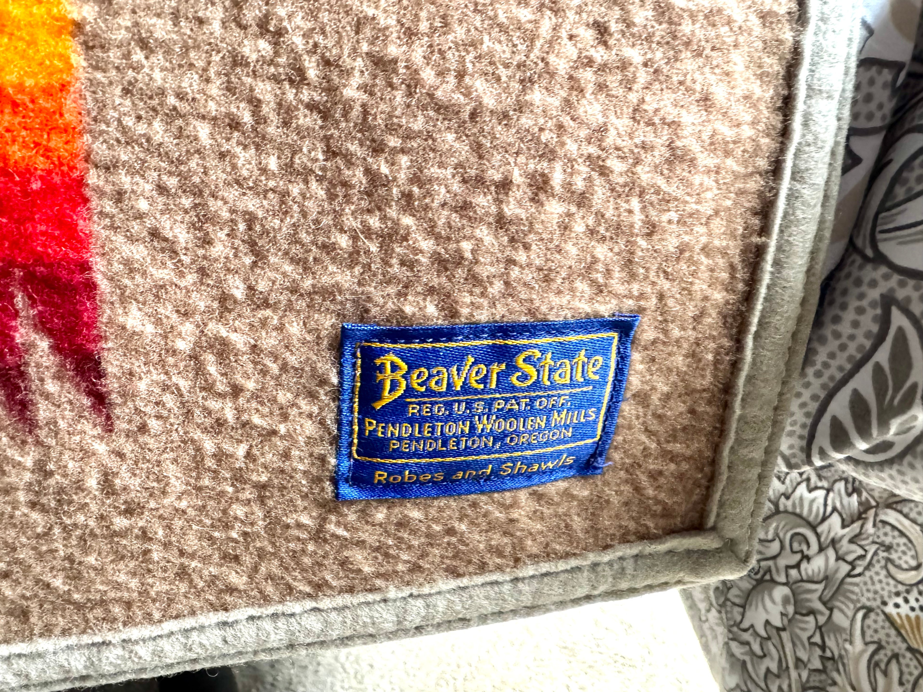 Vintage Pendleton Beaver State Wool Blanket Chief Native American Indian 80" x 64"