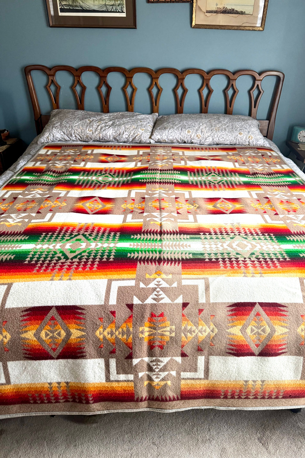 Vintage Pendleton Beaver State Wool Blanket Chief Native American Indian 80" x 64"