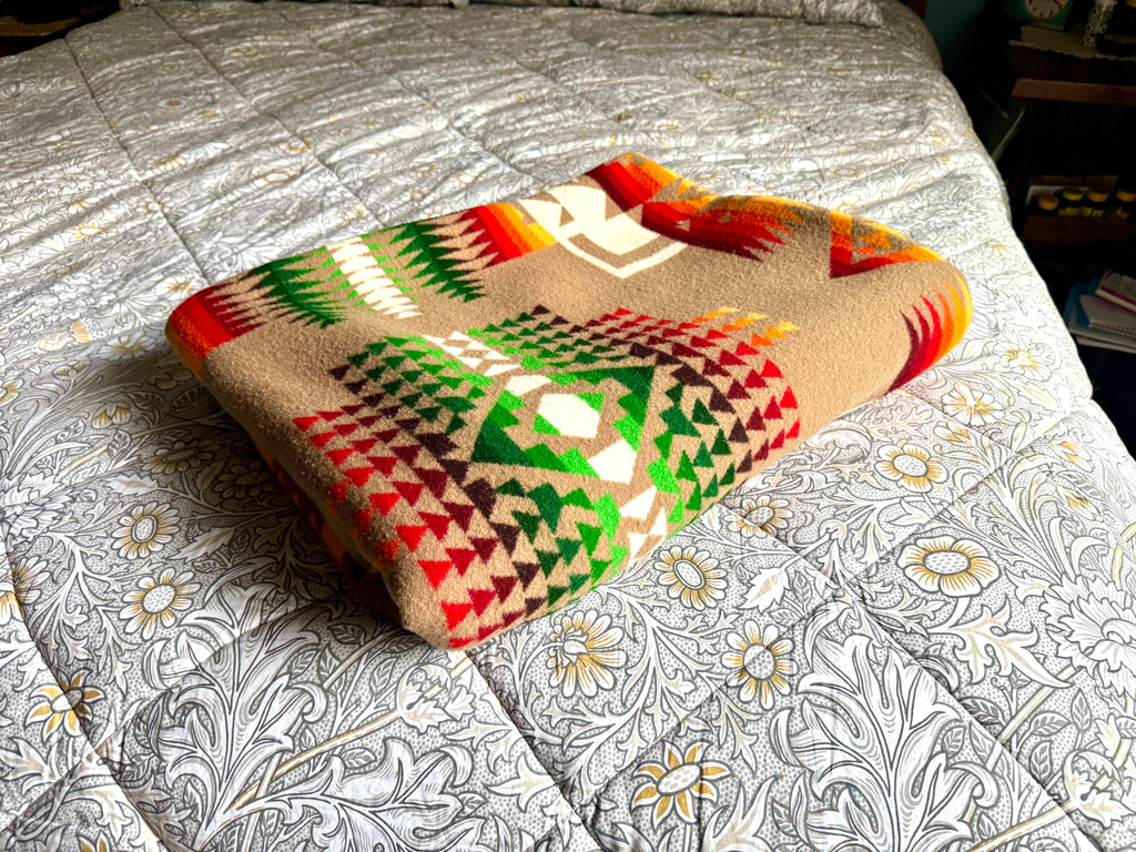 Vintage Pendleton Beaver State Wool Blanket Chief Native American Indian 80" x 64"