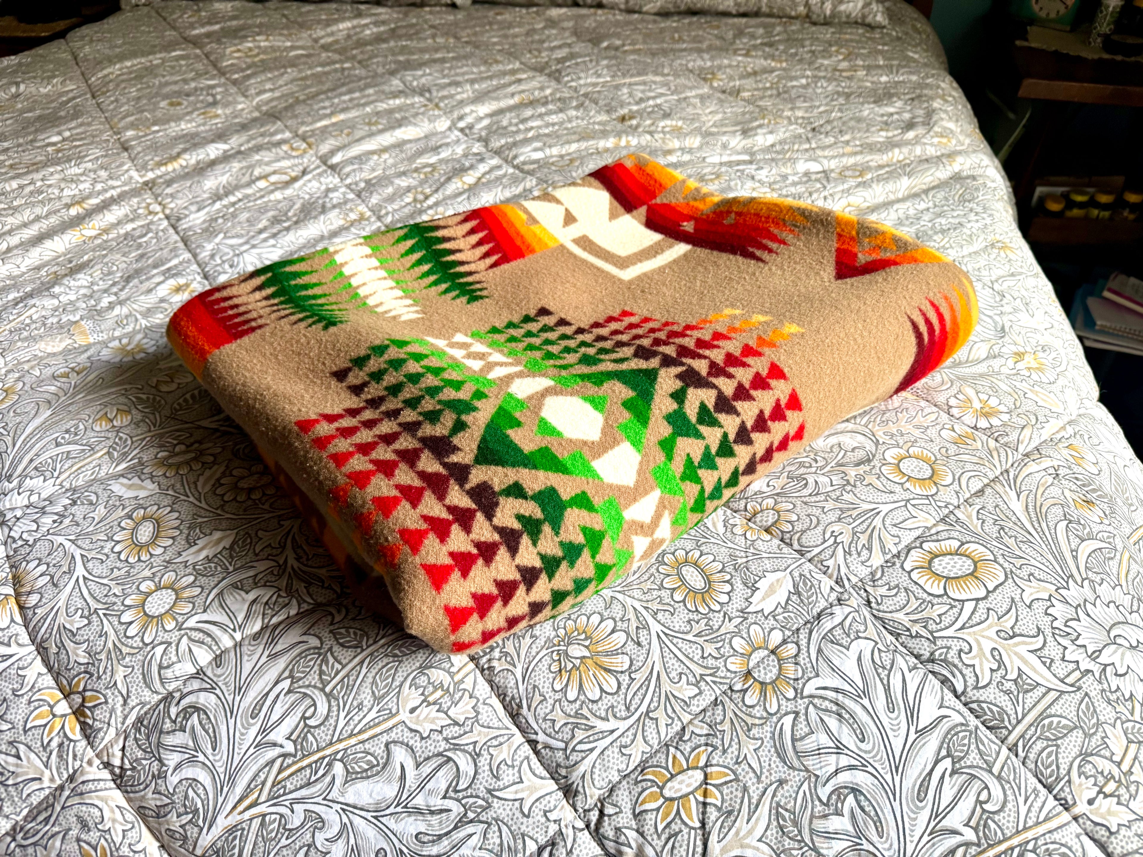 Vintage Pendleton Beaver State Wool Blanket Chief Native American Indian 80" x 64"